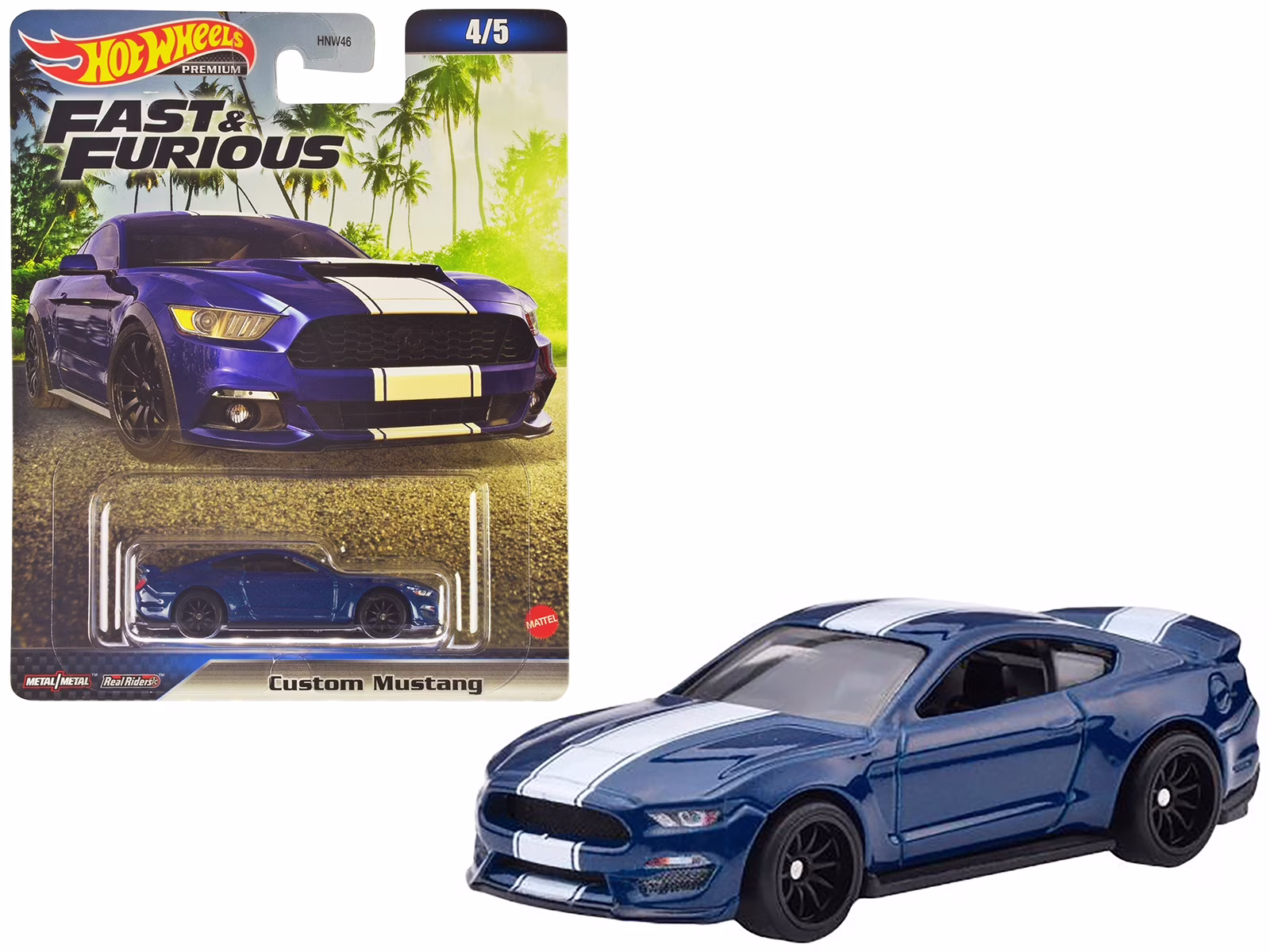 Hot Wheels Fast & Furious F9 Custom Mustang Diecast Model Car (Blue Metallic, 1:64 Scale) N3lbo
