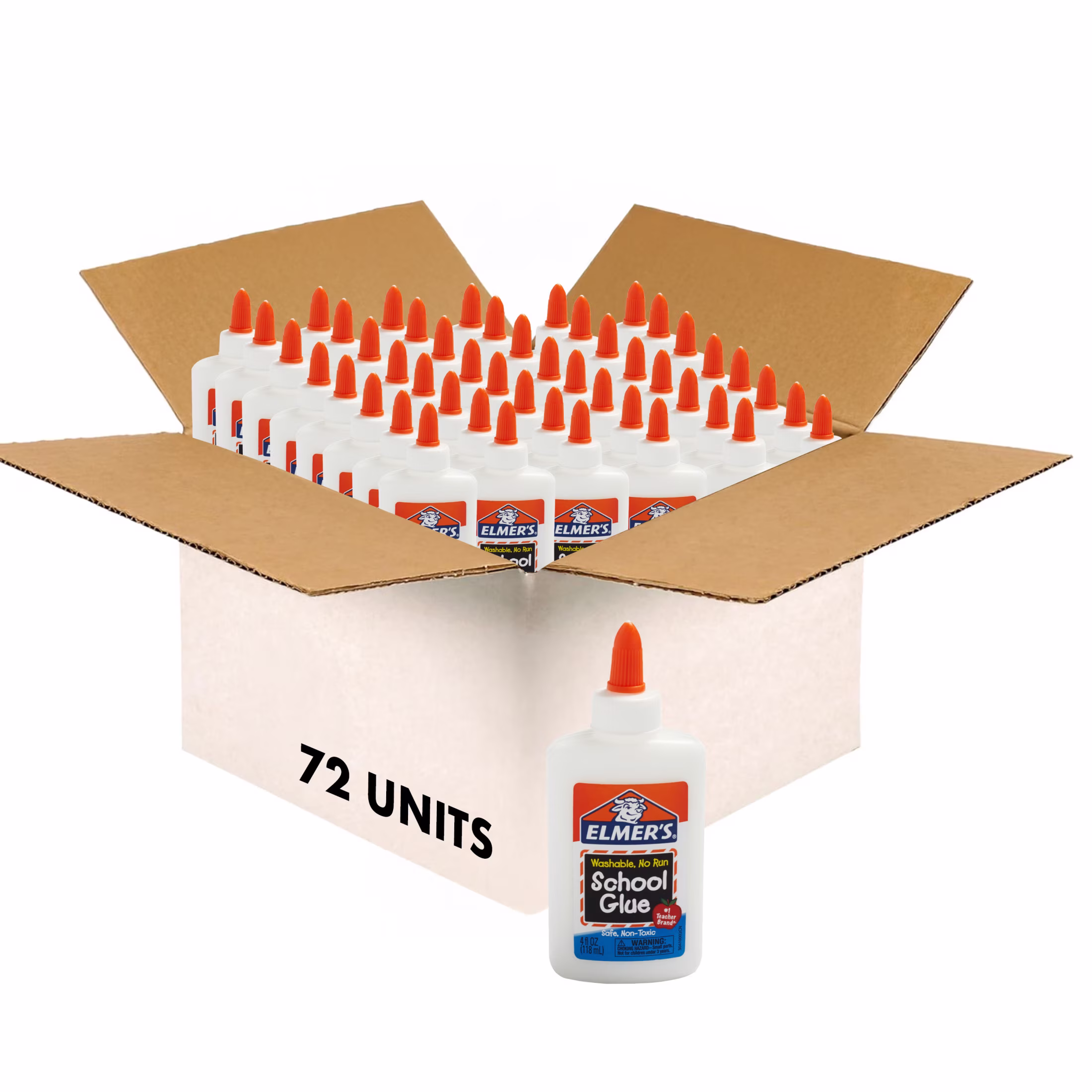 Elmer's Liquid School Glue, Washable Adhesive for Arts and Crafts (White, 72 Count, 4 oz) bHPJP