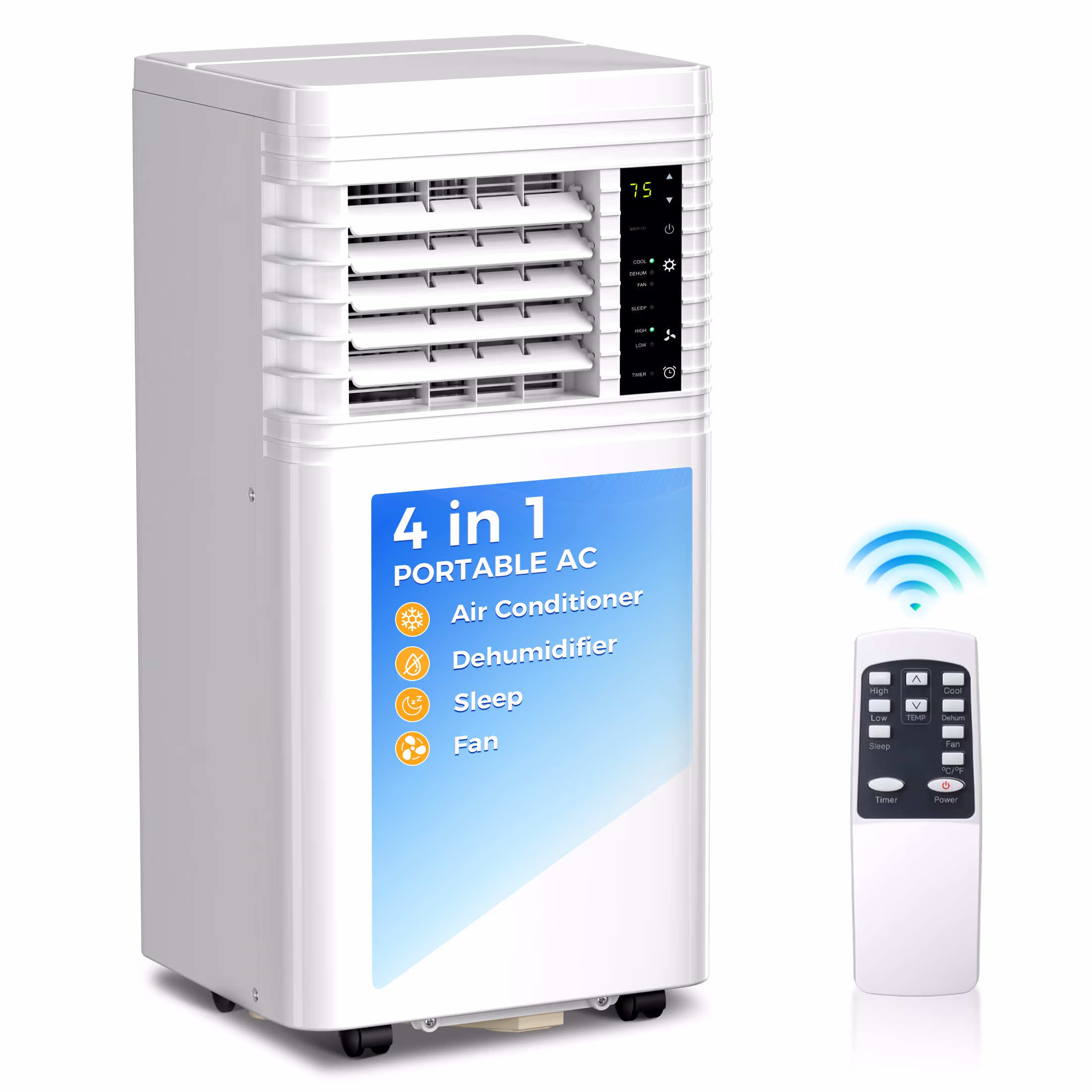 KISSAIR 8000 BTU Portable Air Conditioner, 4-in-1 Cooling, Dehumidifier, and Fan with Remote Control (Black, 350 Sq Ft) yaZVh - Image 5