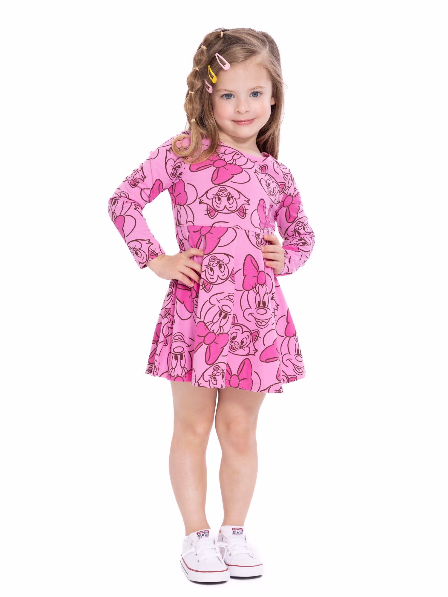Minnie Mouse Toddler Girls Long Sleeve Print Dress (Pink, 12M-5T) ab2mJ - Image 6
