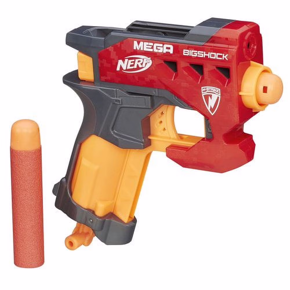 Nerf N-Strike Mega BigShock Blaster, Compact Foam Dart Launcher with 2 Official Mega Whistler Darts (1 Pack) gpWdg