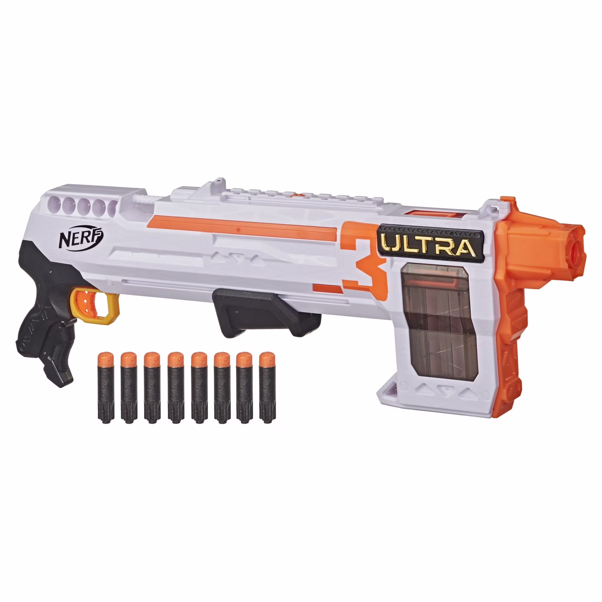 Nerf Ultra Three Blaster, Pump-Action Toy with 8-Dart Internal Clip and 8 Official Ultra Darts (120 ft Range) ZIOsh