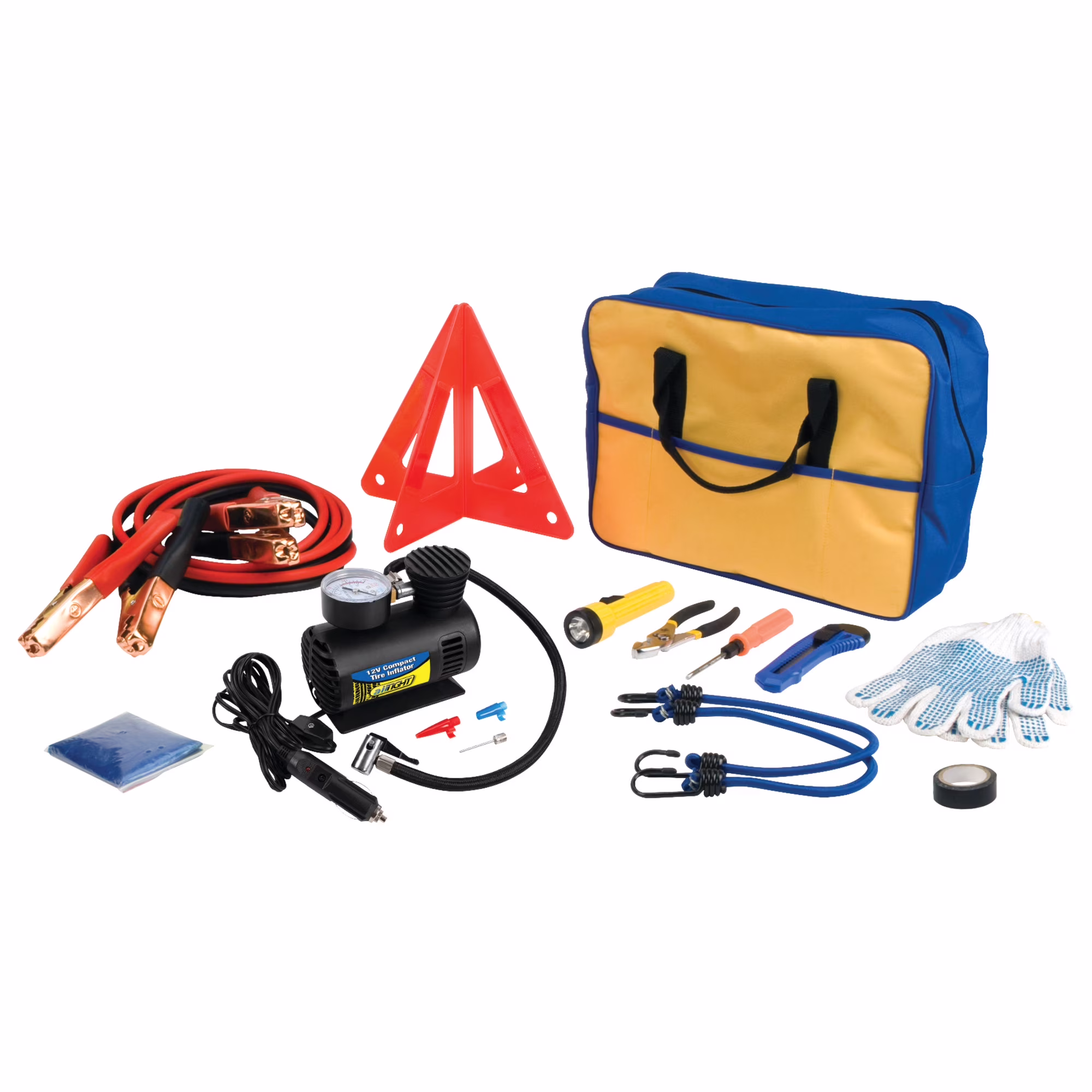 Performance Tool Premium Roadside Emergency Kit with Jumper Cables and Tire Inflator (1 Kit) tr5zs