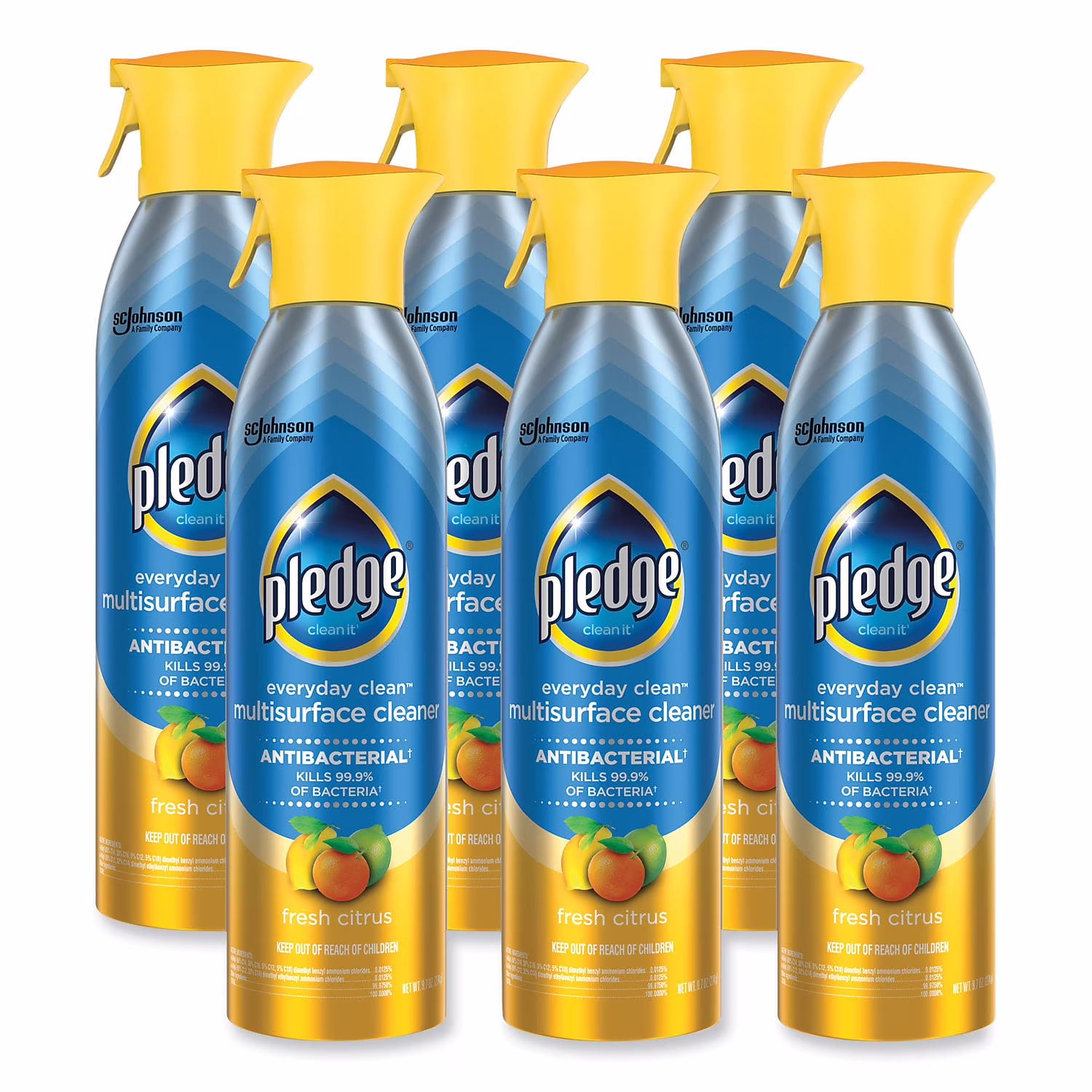 Pledge Everyday Multi-Surface Antibacterial Cleaner, Fresh Citrus Scent (6 Pack, 9.7 oz) CTRVS