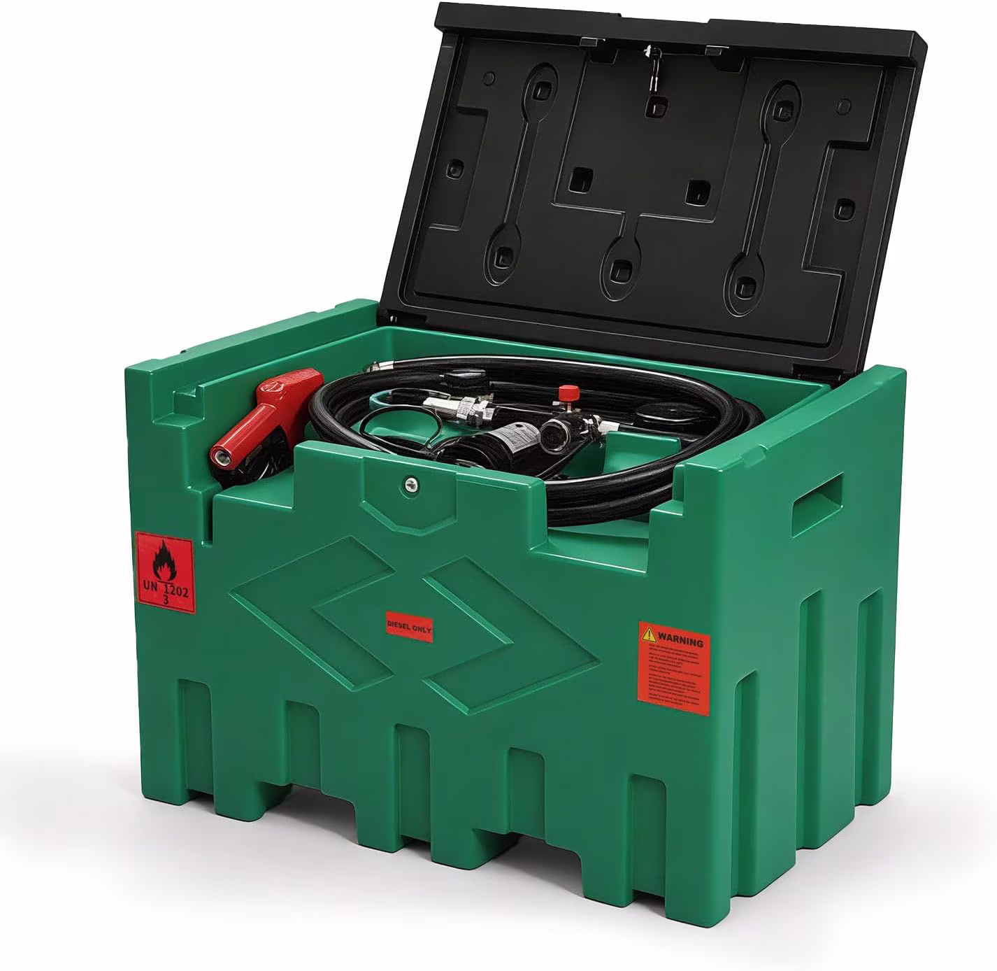 Speott 50 Gallon Diesel Fuel Transfer Tank with 12V Electric Pump and Automatic Nozzle (Green, 50 Gallon) pzzAg