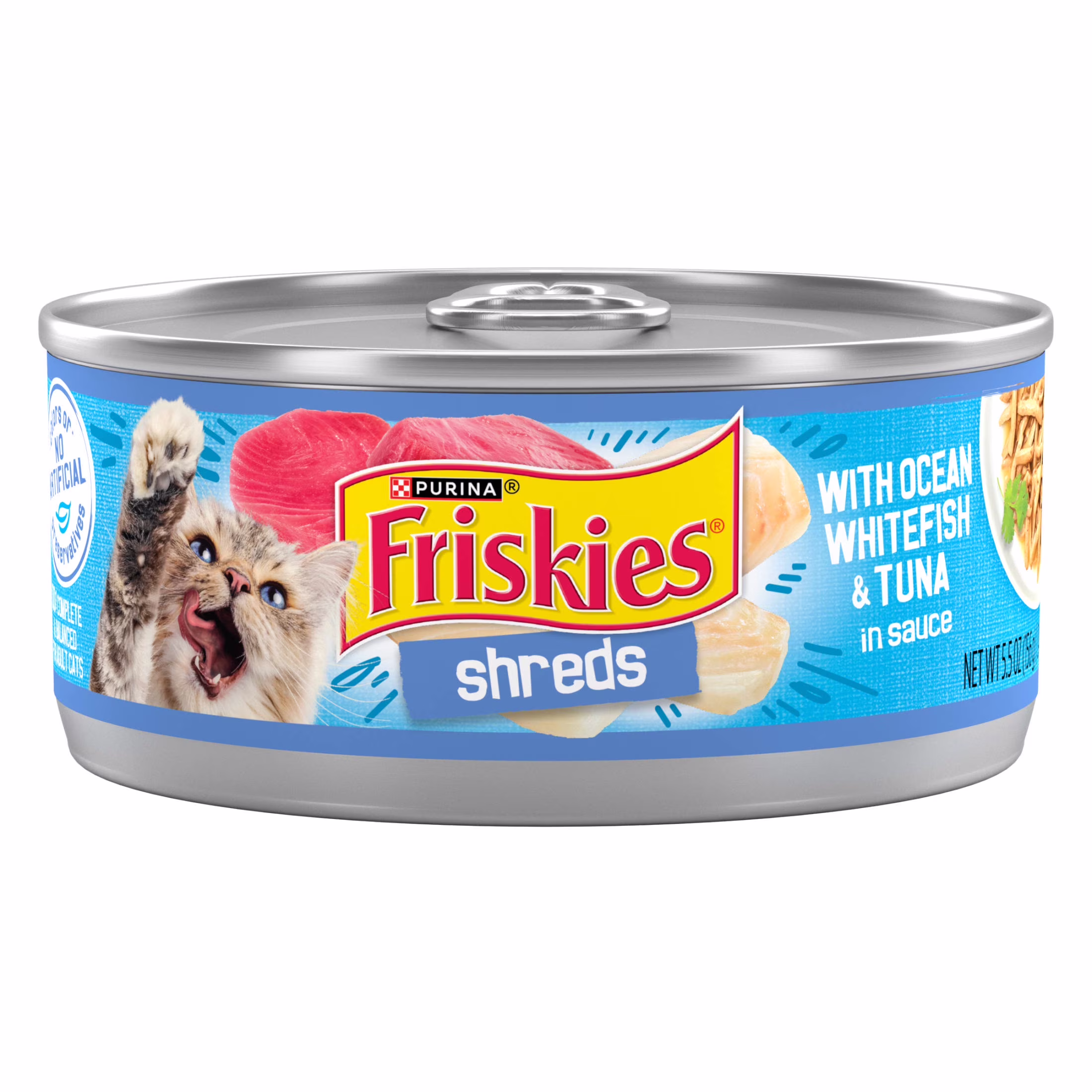 Purina Friskies Shreds Ocean Whitefish and Tuna Wet Cat Food (5.5 oz) gpOnI