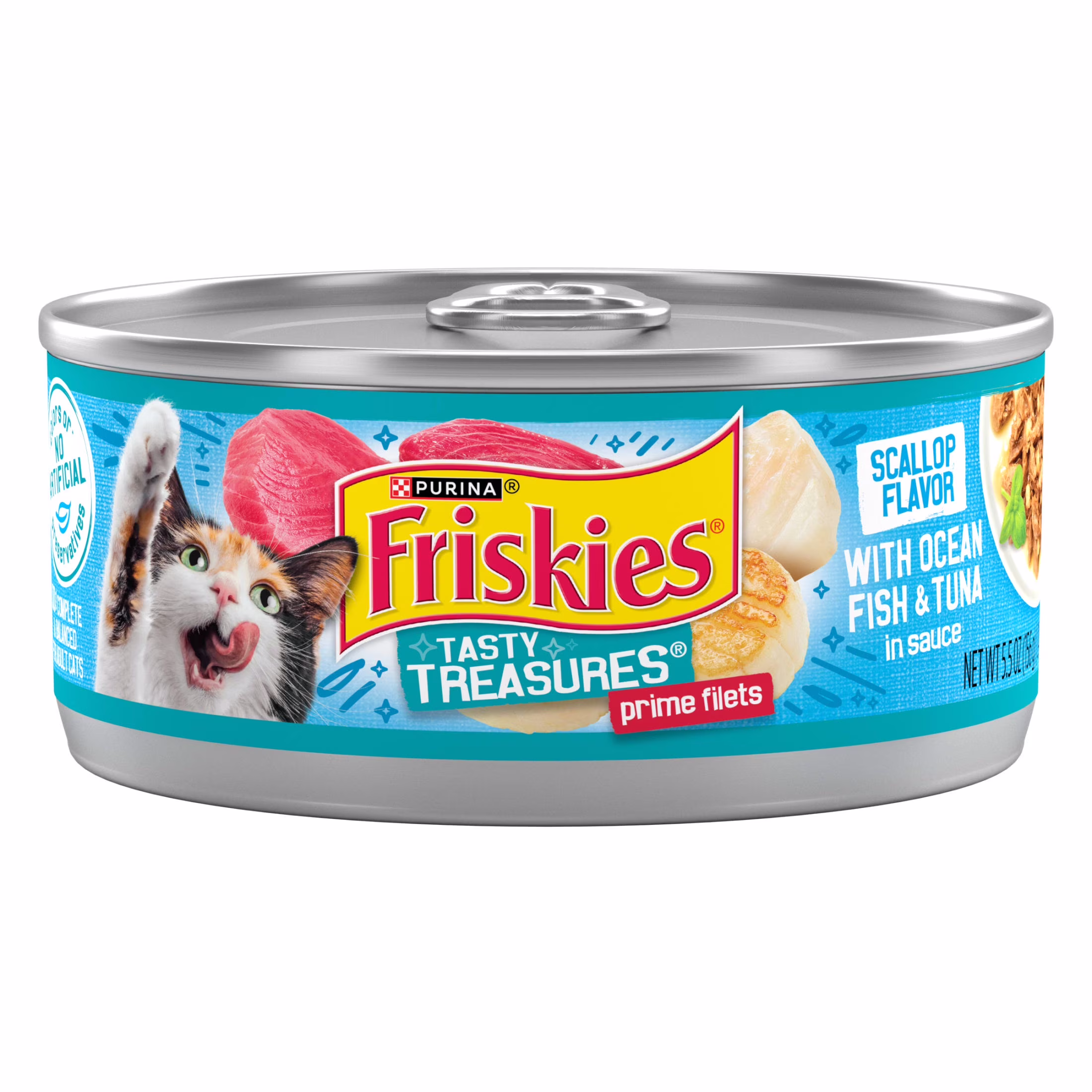 Friskies Tasty Treasures Prime Filets Wet Cat Food, Tuna & Scallop Flavor (5.5 oz) 4xmeB - Image 2