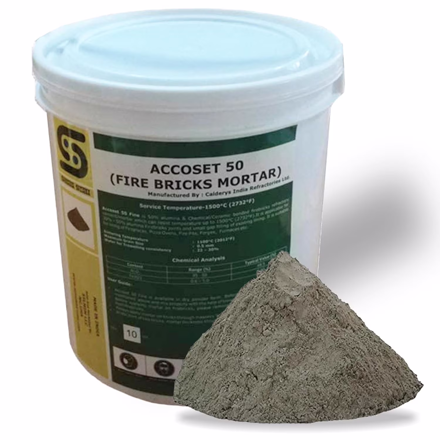 Simond Store Refractory Furnace Cement and Fireplace Mortar, High-Temperature Fire Clay for Kiln, Forge, and Pizza Oven (White, 10 lb) aGBNn