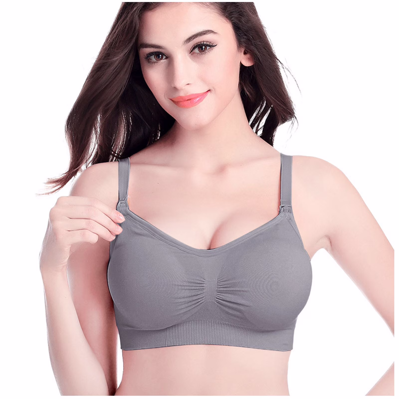 Yievot Wireless Nursing Bra for Women, Comfortable Maternity Vest Top (Grey, Medium) 2qbVb