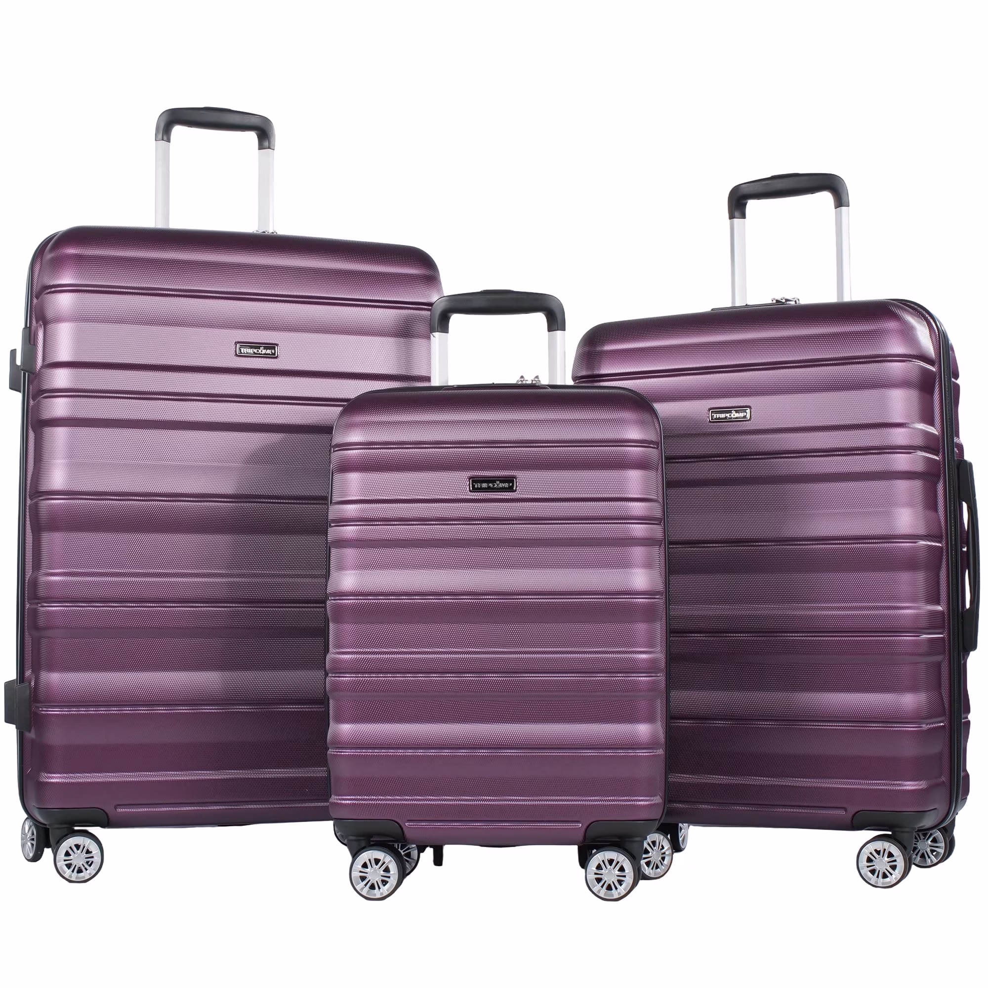 TRIPCOMP Hardside Luggage Set 3-Piece Lightweight Spinner Suitcase (Dark Purple, 21 in, 25 in, 29 in) Q5T8F