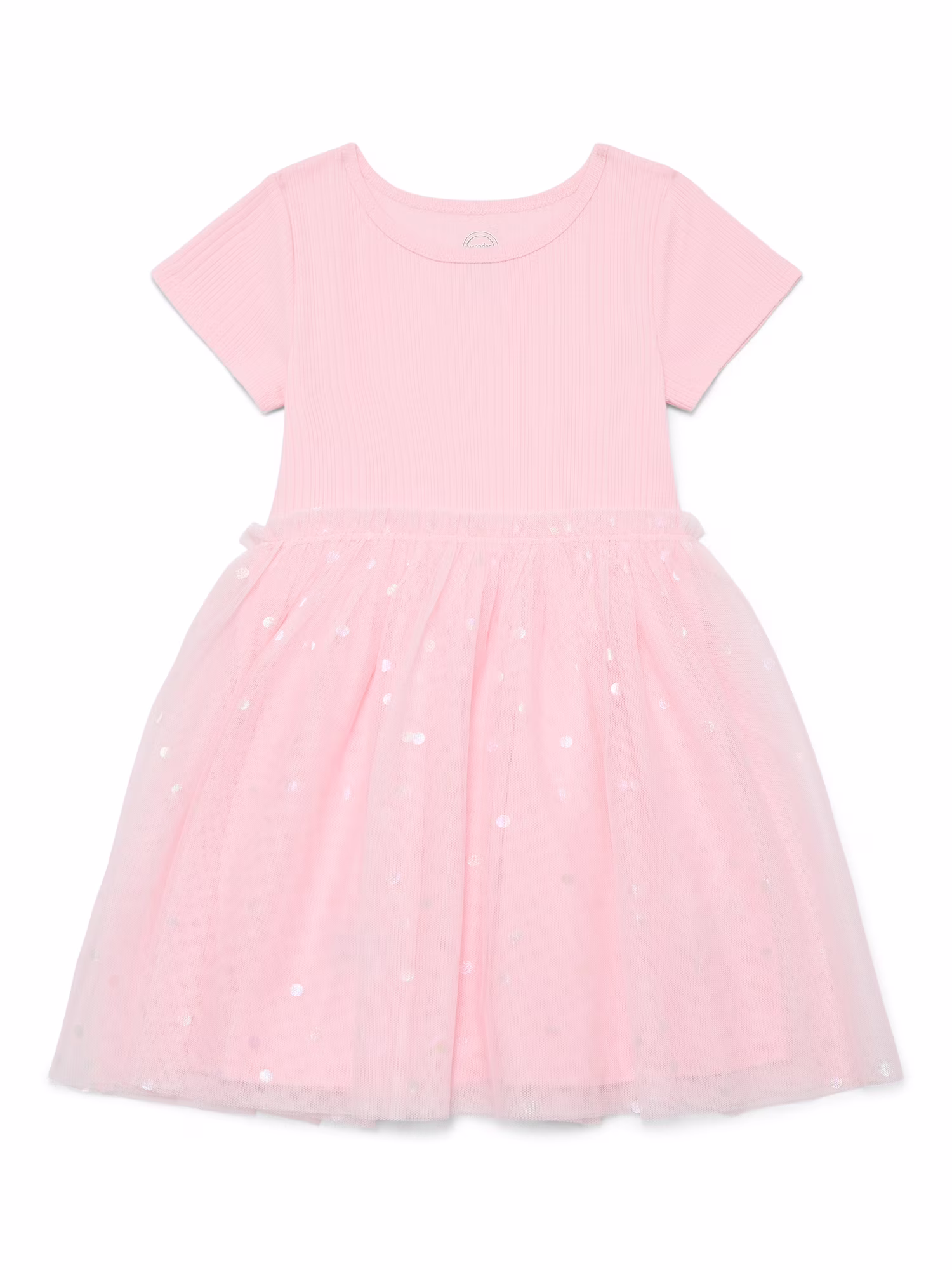 Wonder Nation Girls Short Sleeve Tutu Dress (White, L) 4d6Fx