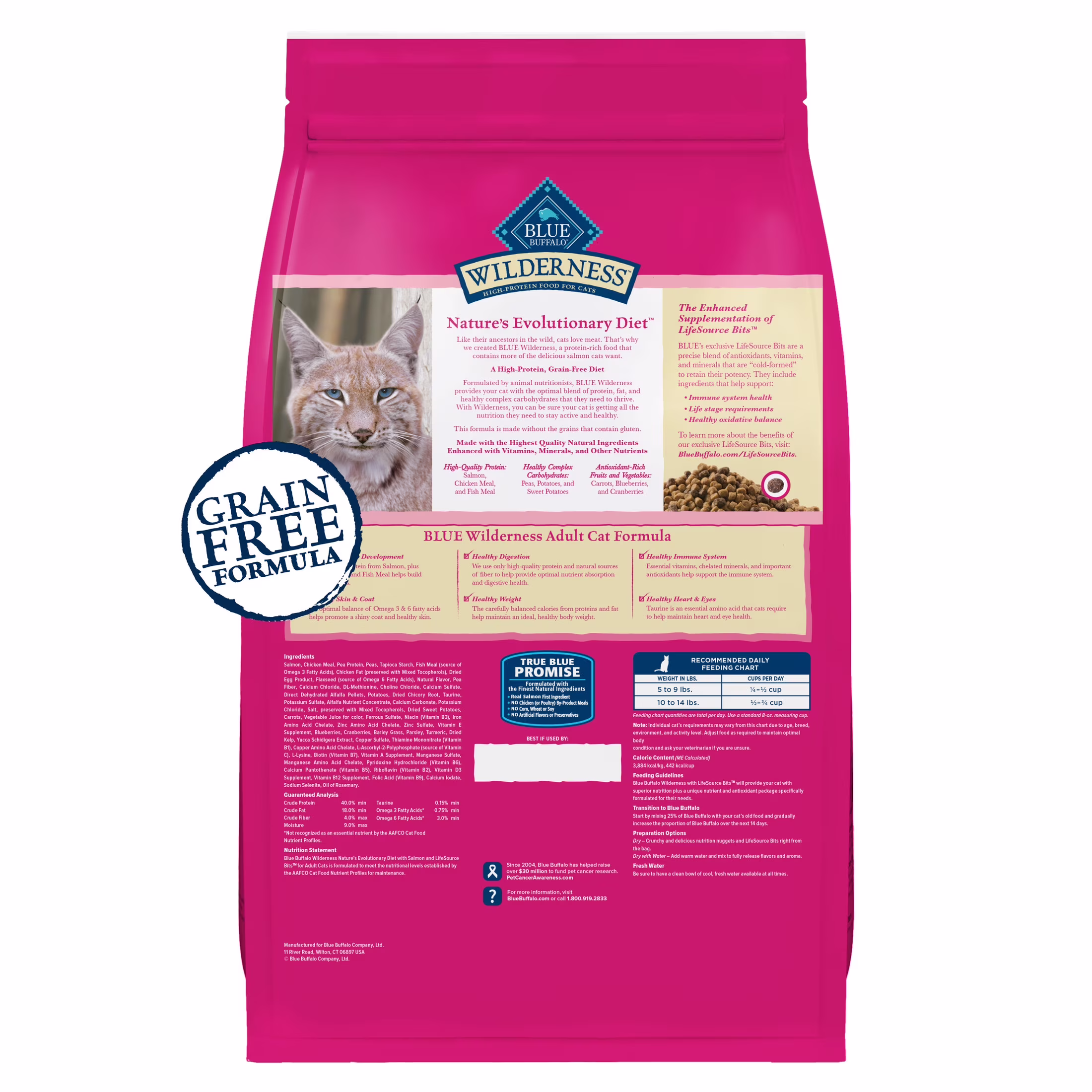 Blue Buffalo Wilderness Natural High Protein Adult Dry Cat Food (Salmon, 11 lb) DCtPk - Image 8