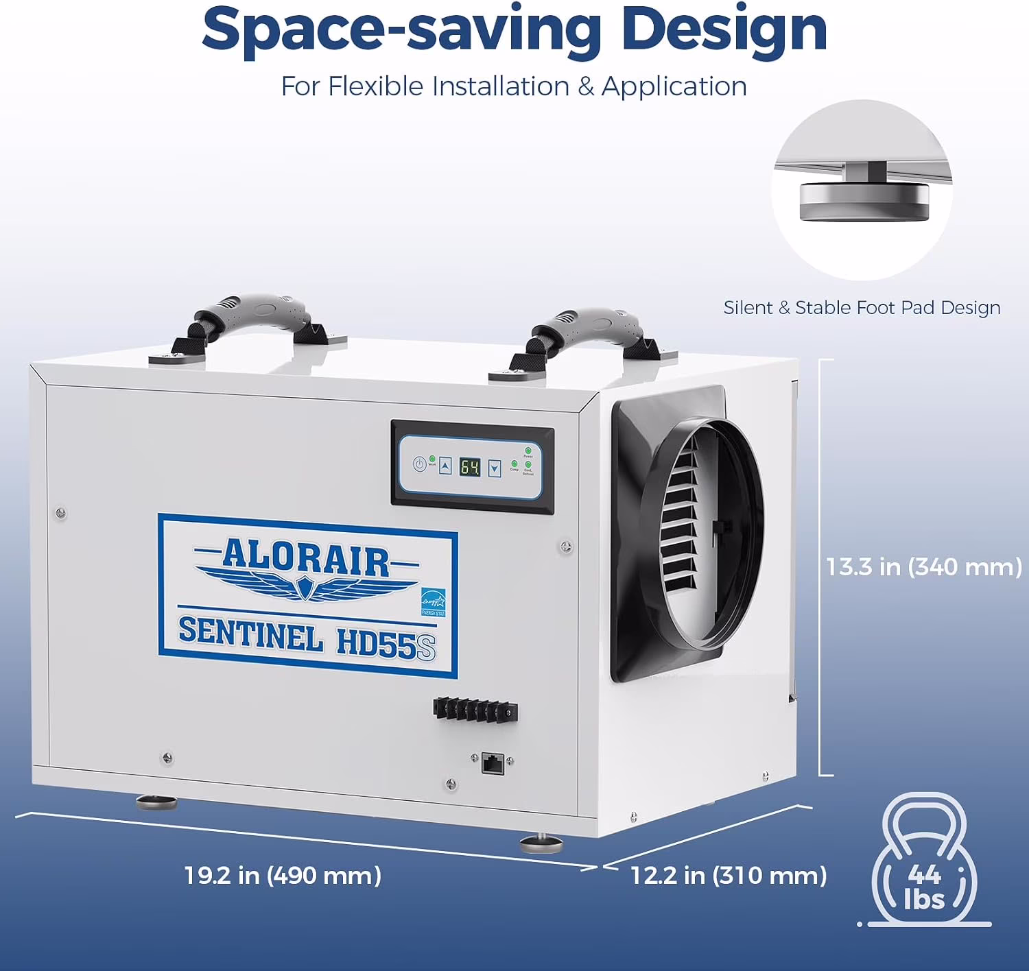 AlorAir Crawl Space Dehumidifier, 120 PPD Energy Star Commercial Basement Dehumidifier with Wi-Fi App Control (White, 19.2 x 12.2 x 13.3 in) QxTWQ