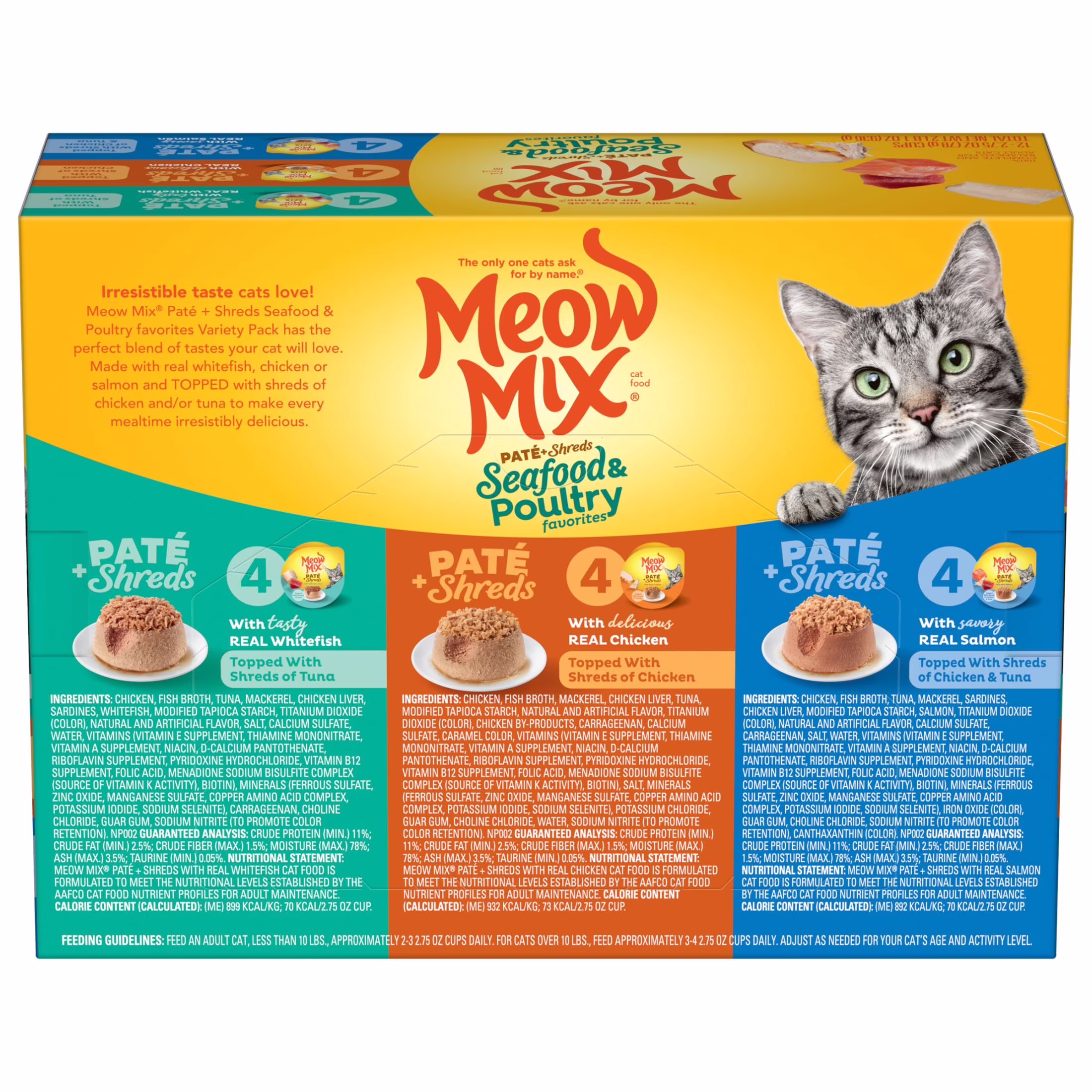 Meow Mix Pate Toppers Seafood & Poultry Variety Pack Wet Cat Food (Multi-Flavor, 12 Pack of 2.75 oz Cups) ffqAC
