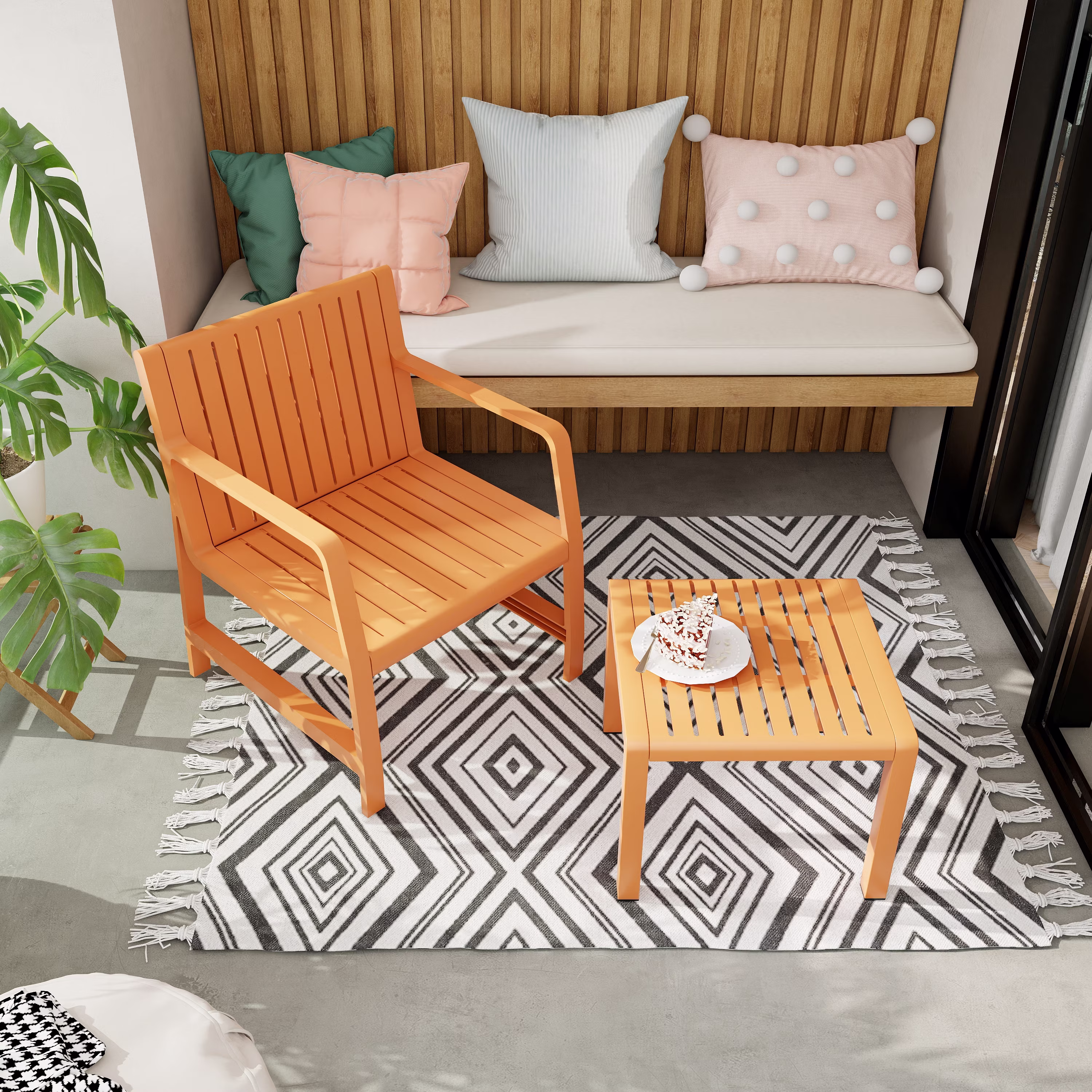 Sunny Caylin 2-Piece Patio Conversation Set, Weatherproof Indoor Outdoor Furniture with Chair and Coffee Table (Apricot Brown) eHeMX - Image 5