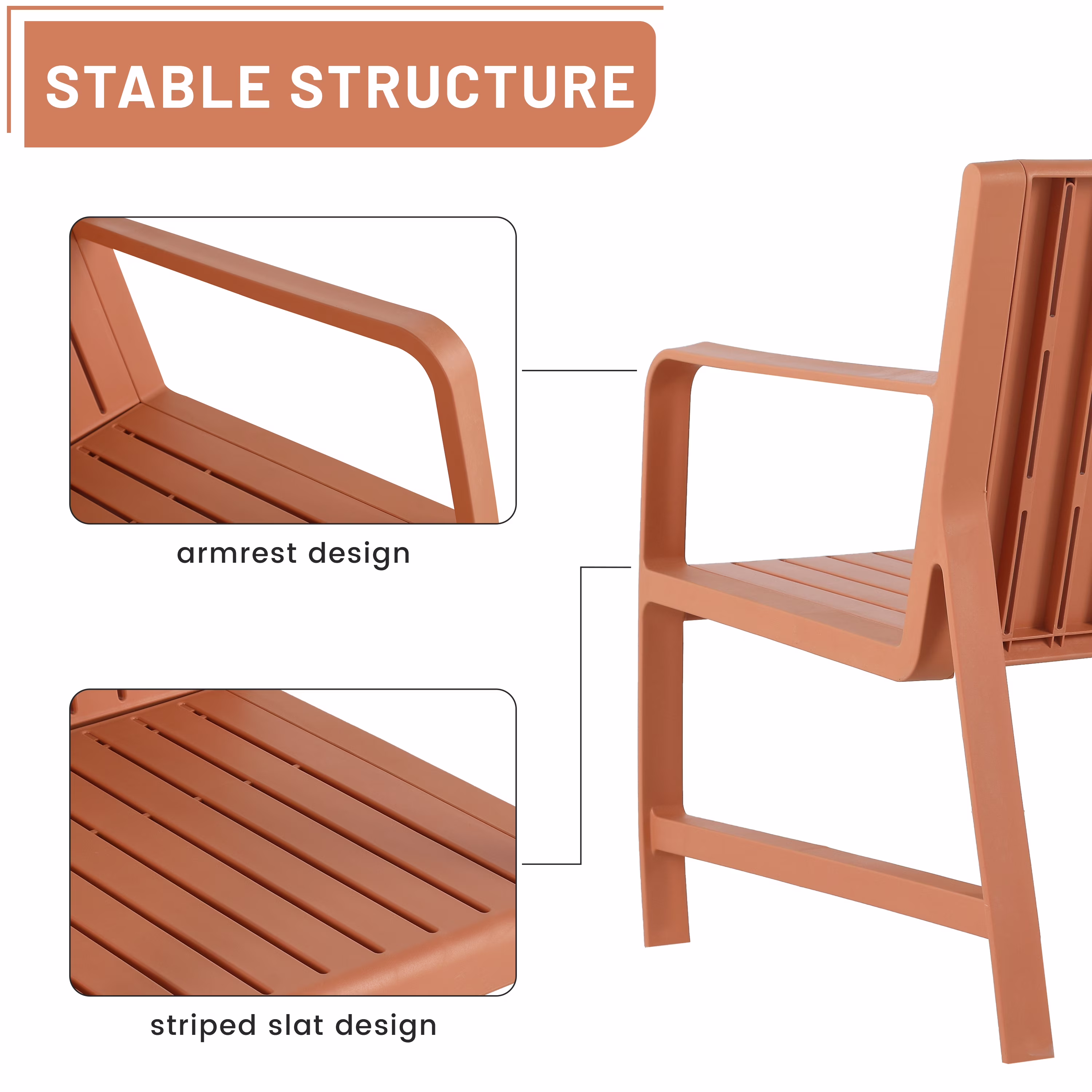 Sunny Caylin 2-Piece Patio Conversation Set, Weatherproof Indoor Outdoor Furniture with Chair and Coffee Table (Apricot Brown) eHeMX - Image 6