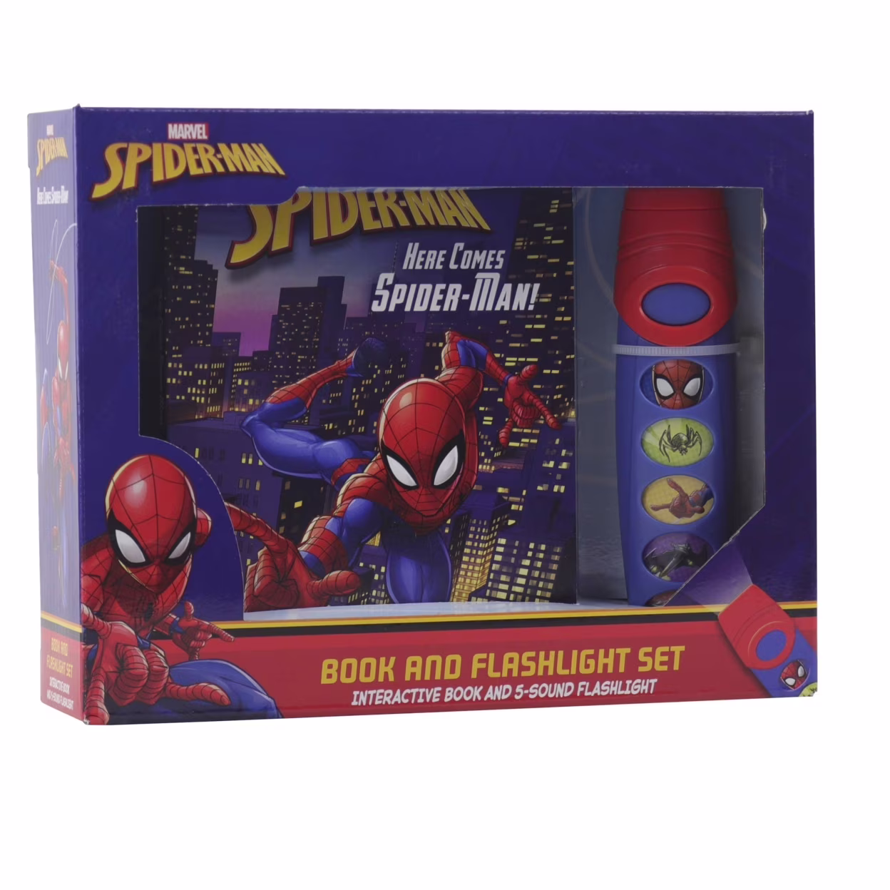 PHOENIX INTL Marvel Spider-Man: Here Comes Spider-Man! Interactive Sound Book and Flashlight Set (Hardcover) r0dLC