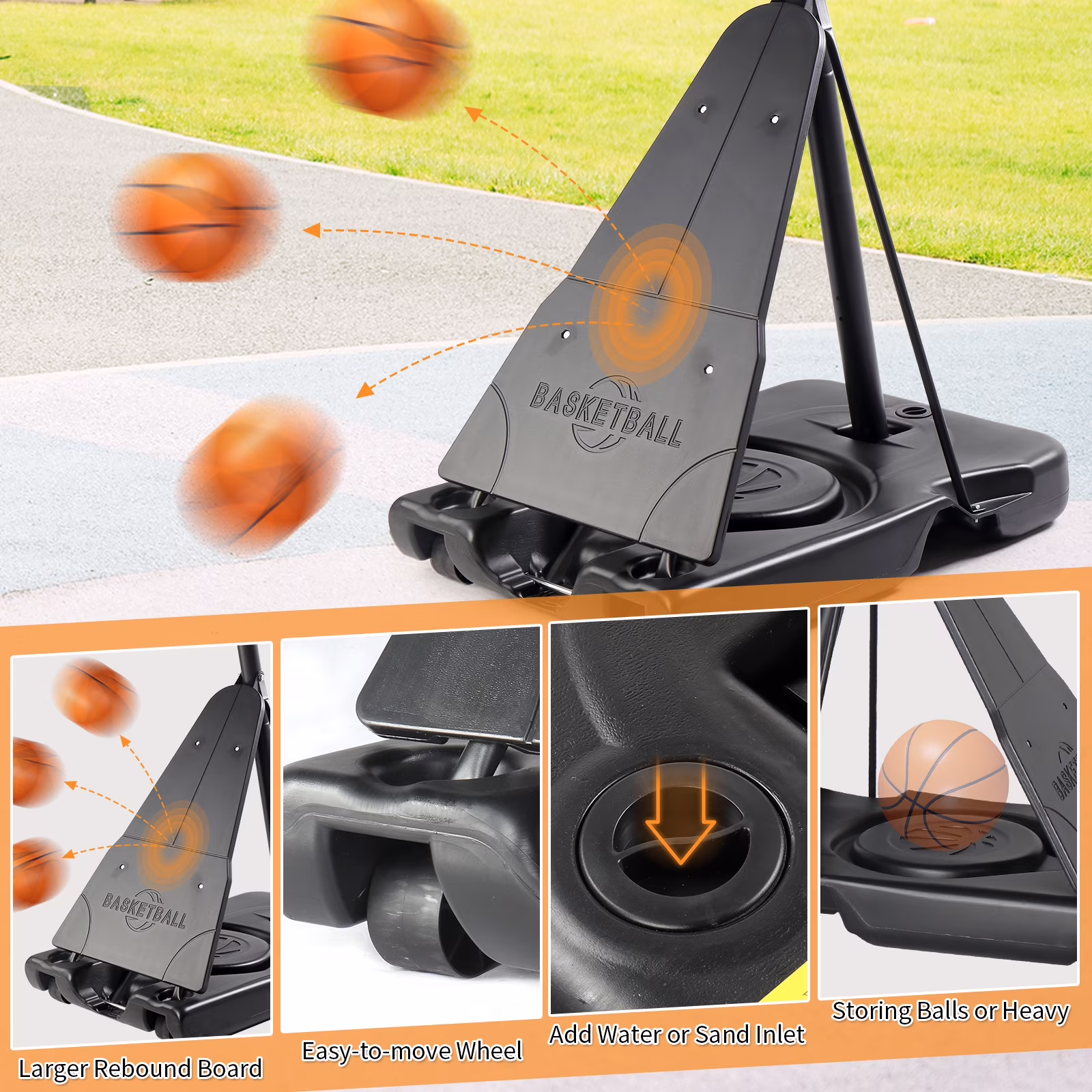 Ktaxon Portable Basketball Hoop System, Adjustable Height Outdoor Goal (Black, 44 in) 5GBrr