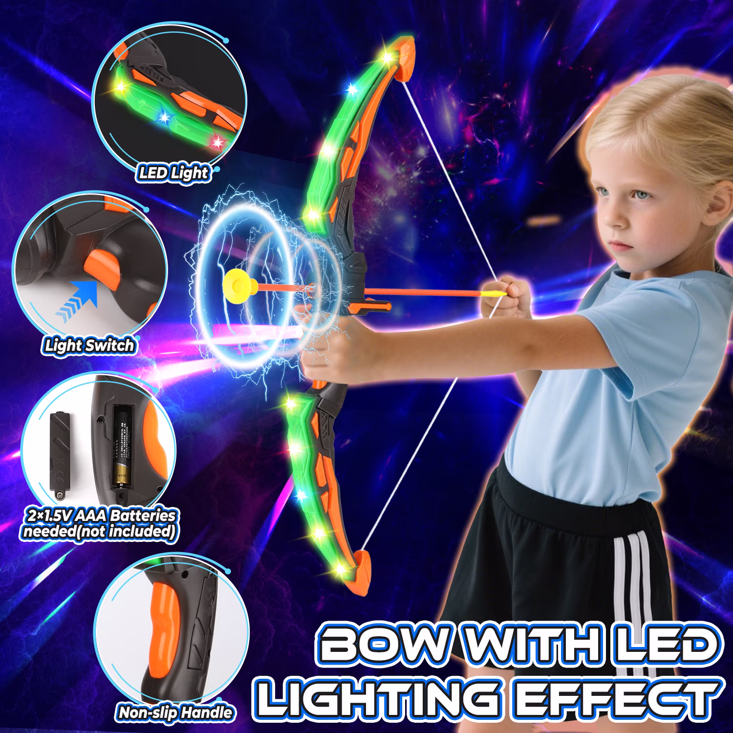 Huge Wave LED Archery Set with Foam Dart Blaster (2 Pack, Black) avayt
