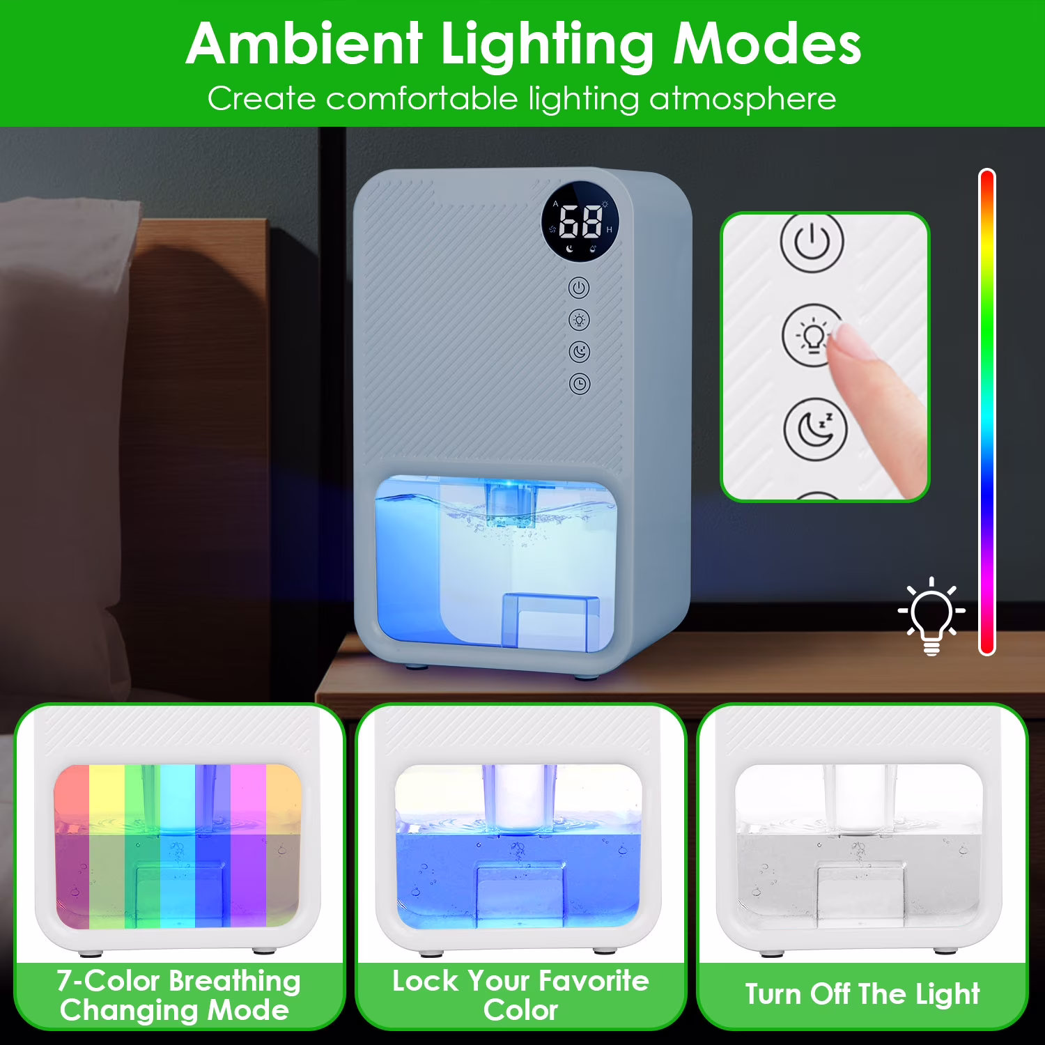 iMounTEK Portable Dehumidifier for Home, Quiet Small Room Moisture Remover with Auto Shut-Off and 7-Color LED (White, 37 fl oz) XOGfj - Image 10