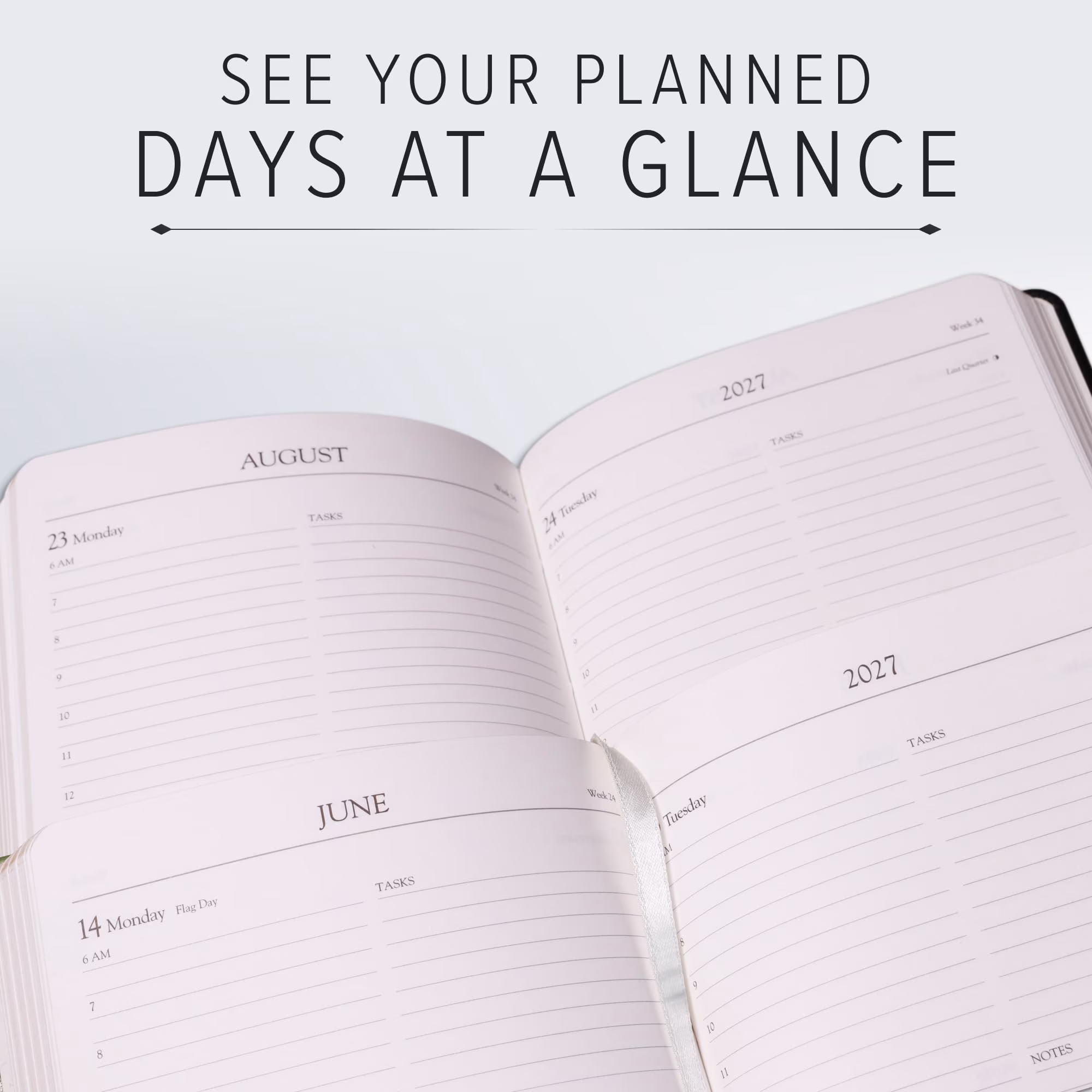 Gallery Leather 2027 Daily Planner, Bonded Leather Calendar Notebook with Gold-Gilded Edges (Acadia Malibu, 8 in x 5.5 in) ylTfY
