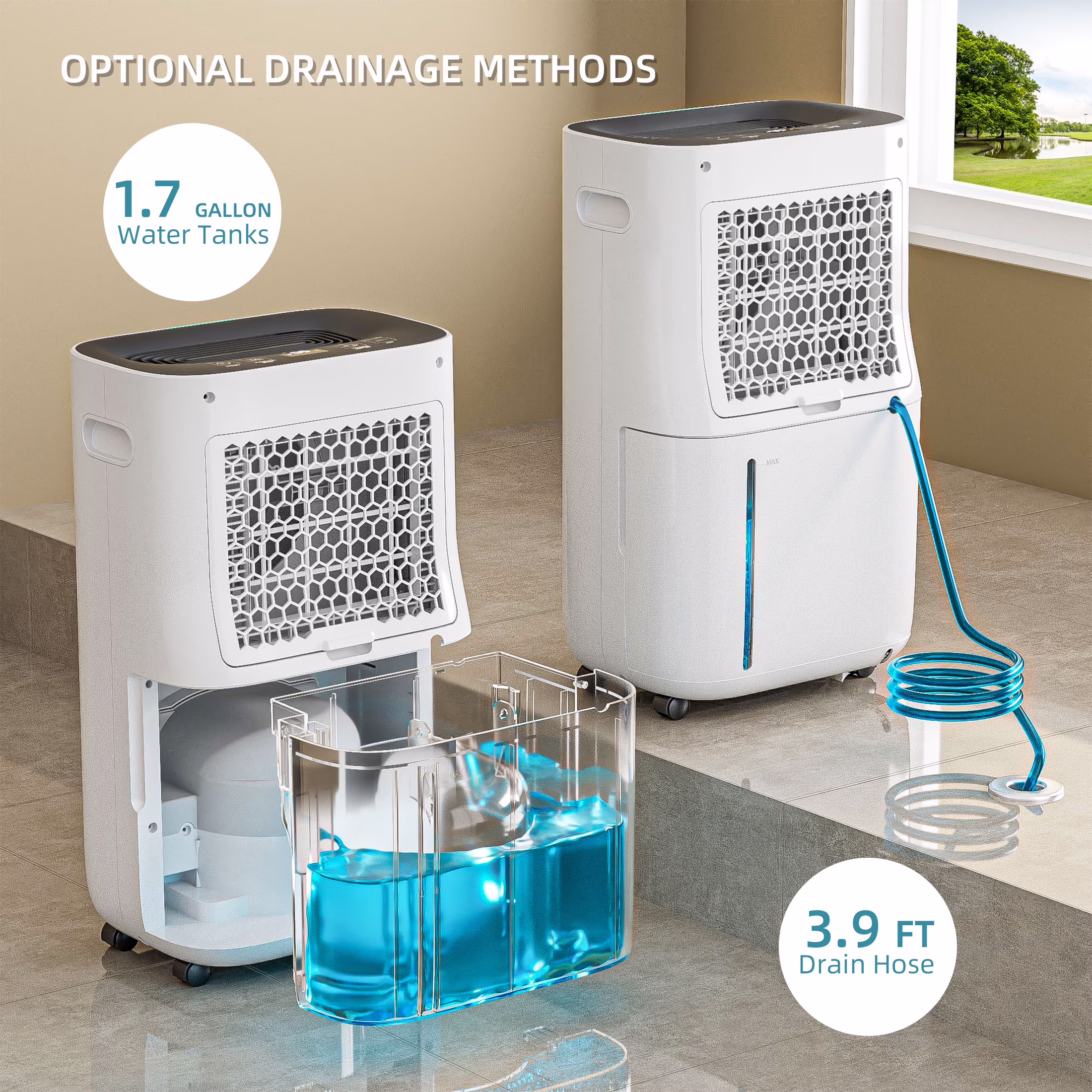 Rocyis 80 Pint Dehumidifier for Large Rooms and Basements (White, 1.45 gal) A36do