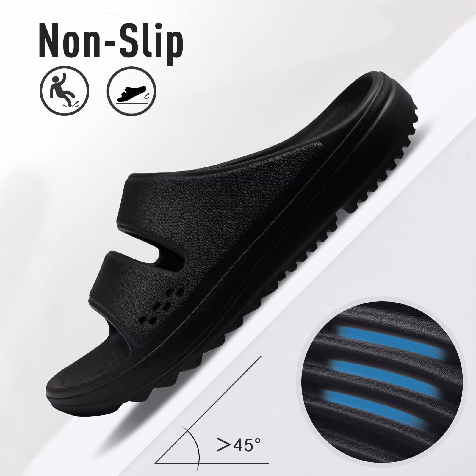 Litfun Women's Non-Slip Slide Sandals, Thick Sole Arch Support Shower Slippers (Black, 1.6 in) Rdrov