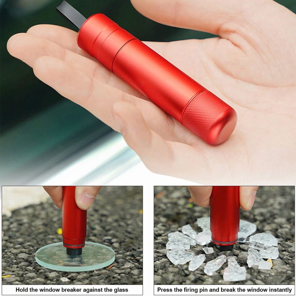 KLYNE Car Safety Hammer Window Glass Breaker and Seat Belt Cutter (2 Pack) f3zrh