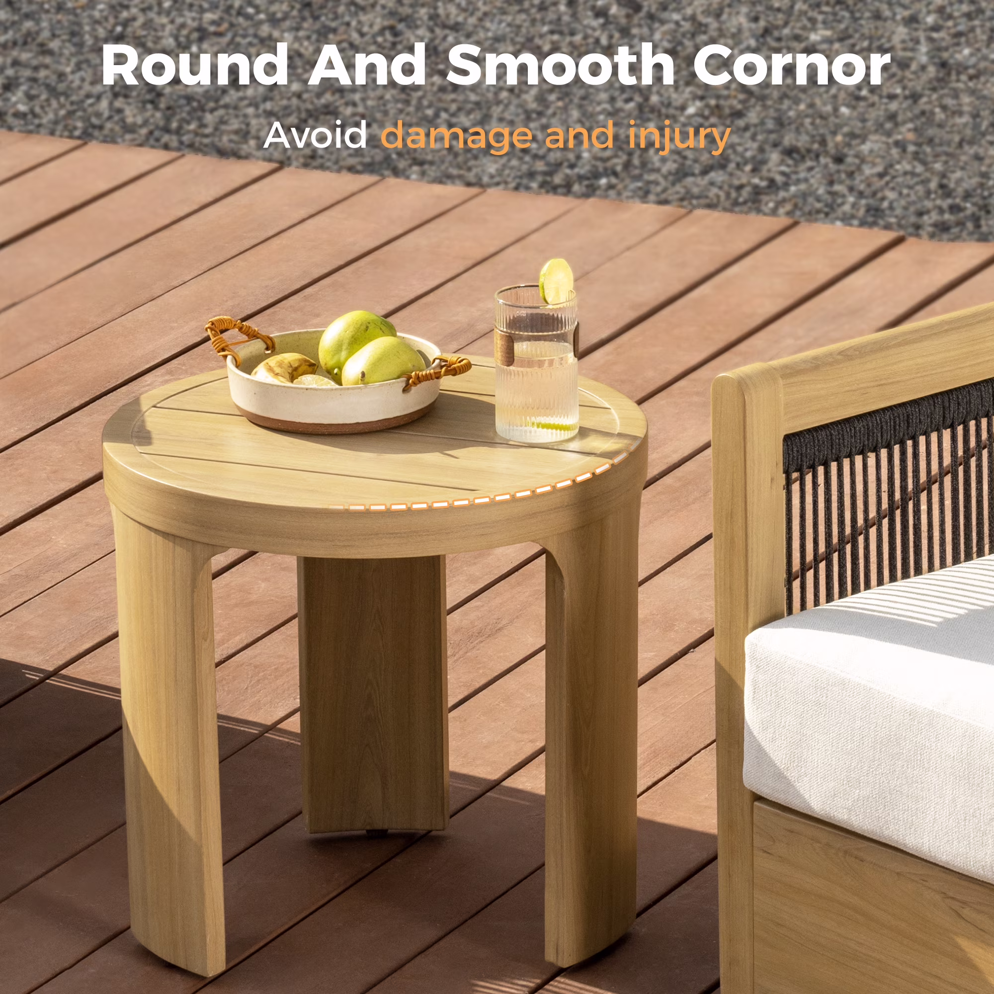 Happatio 3-Piece Aluminum Outdoor Conversation Set with Deep Seating and Side Table (Beige, 3-Piece Set) 5xSmg