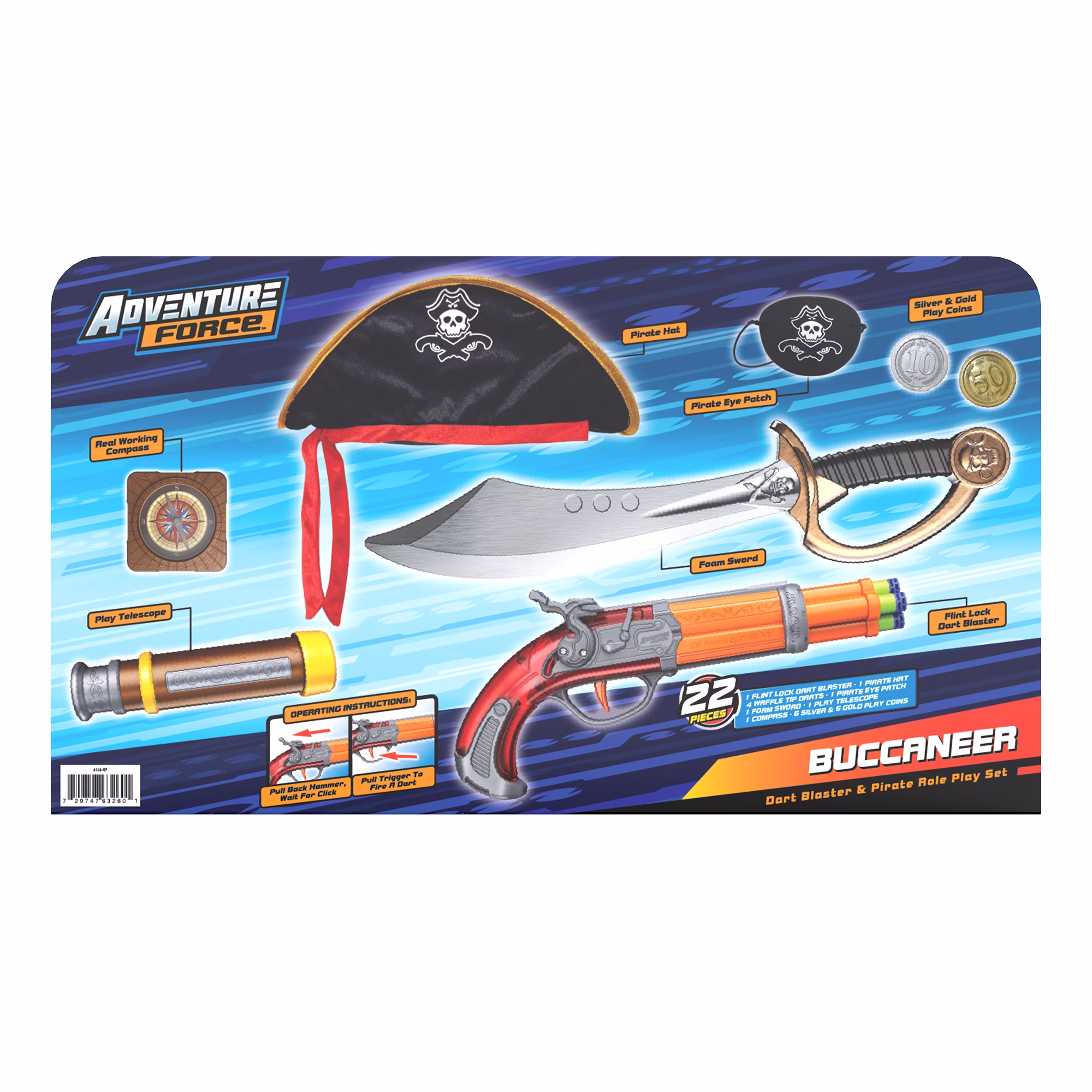 Adventure Force Pirate Roleplay Set with Buccaneer Dart Blaster and Accessories (12-Piece Set) OhkKs