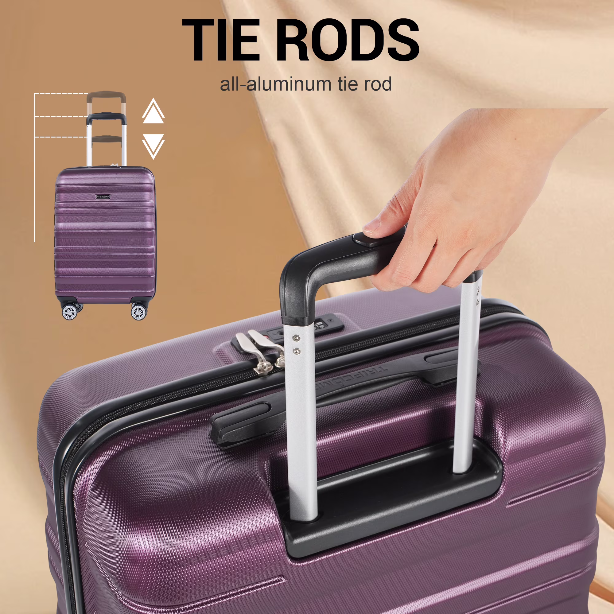 TRIPCOMP Hardside Luggage Set 3-Piece Lightweight Spinner Suitcase (Dark Purple, 21 in, 25 in, 29 in) Q5T8F