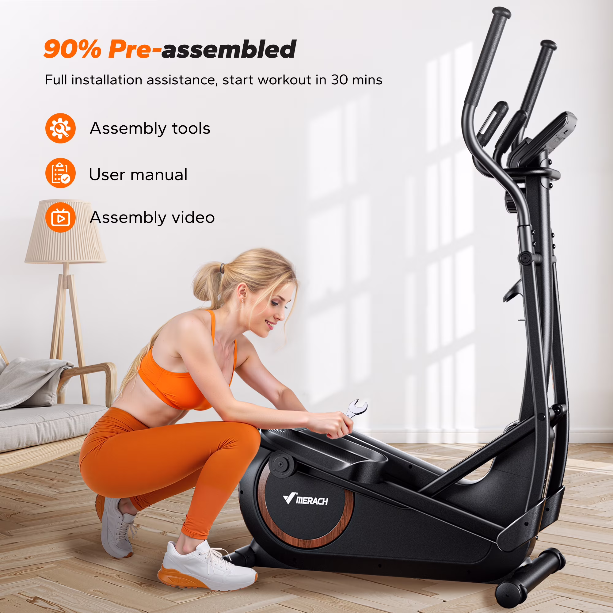 MERACH Elliptical Machine with 16 Resistance Levels, Quiet Home Cardio Fitness Equipment (16.5 in Stride) TuCqX - Image 3
