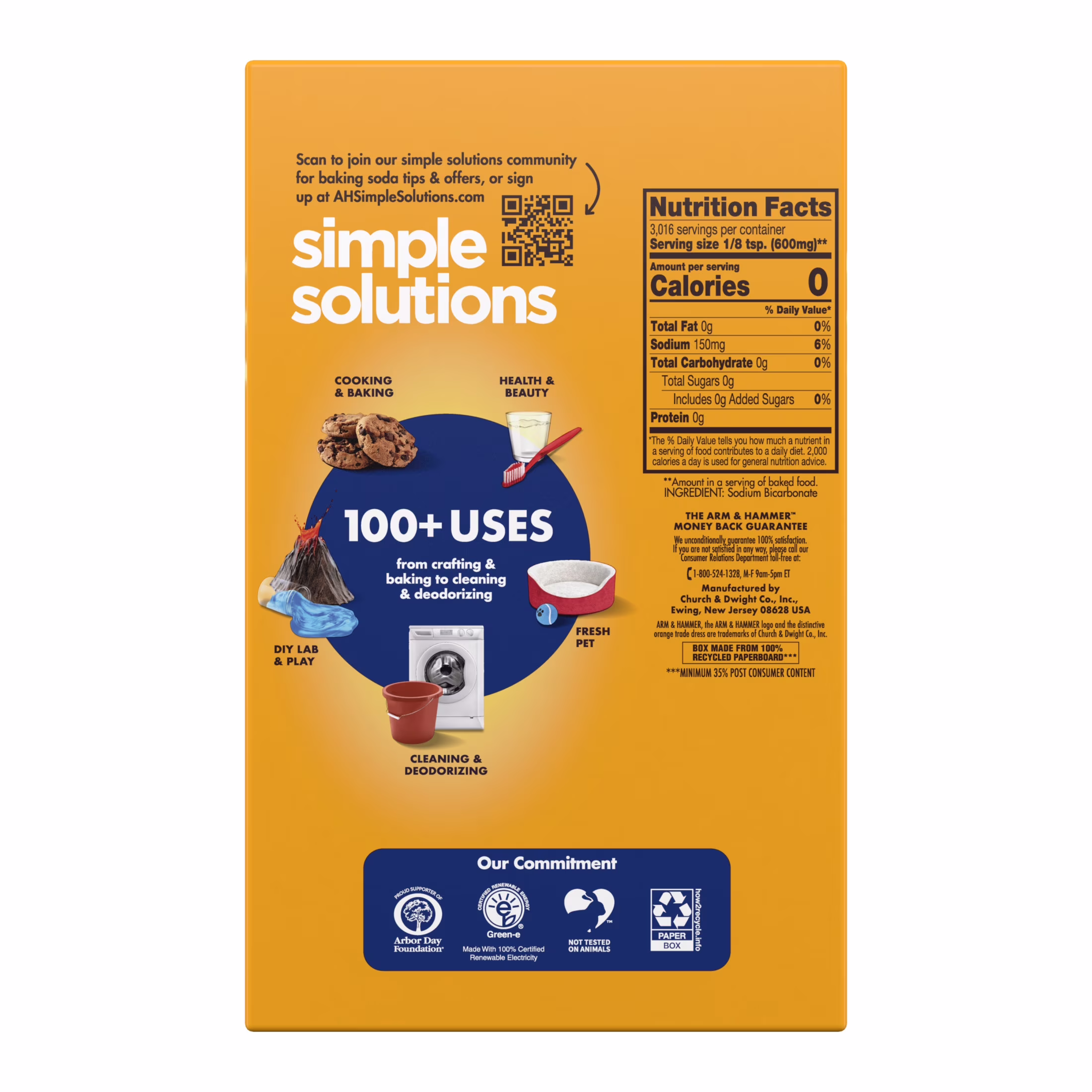 ARM & HAMMER Baking Soda, Multi-Purpose Pure Sodium Bicarbonate Powder for Cleaning and Baking (4 lb) 1gTYT