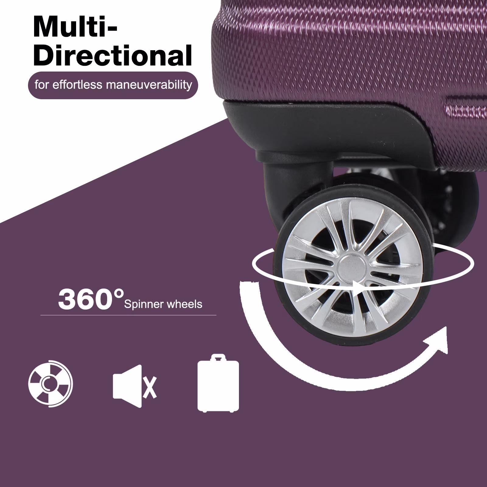 TRIPCOMP Hardside Luggage Set 3-Piece Lightweight Spinner Suitcase (Dark Purple, 21 in, 25 in, 29 in) Q5T8F