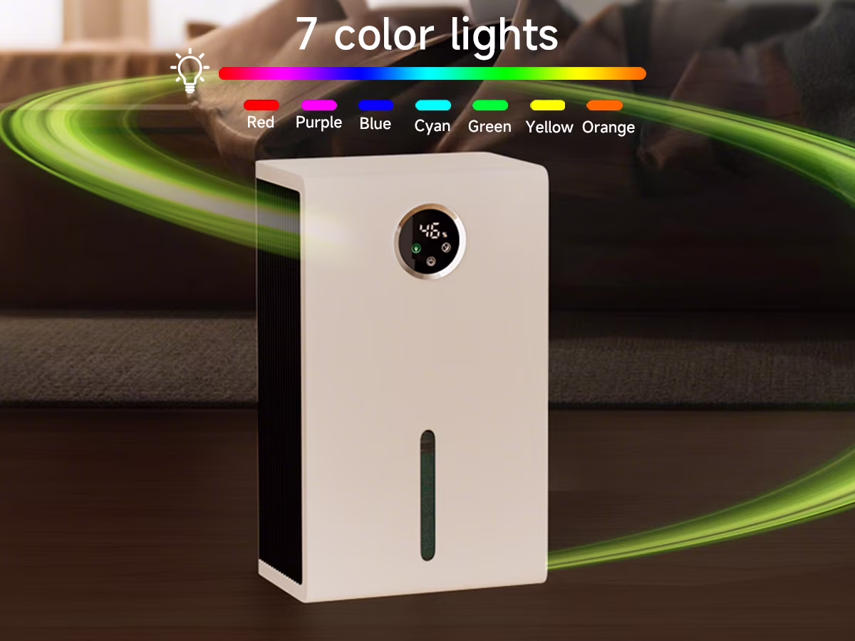 Topteng Dehumidifier for Home, Quiet Portable Air Dryer with LED Touch Screen and 7-Color Ambient Light (White, 120 oz) 4noDo - Image 3
