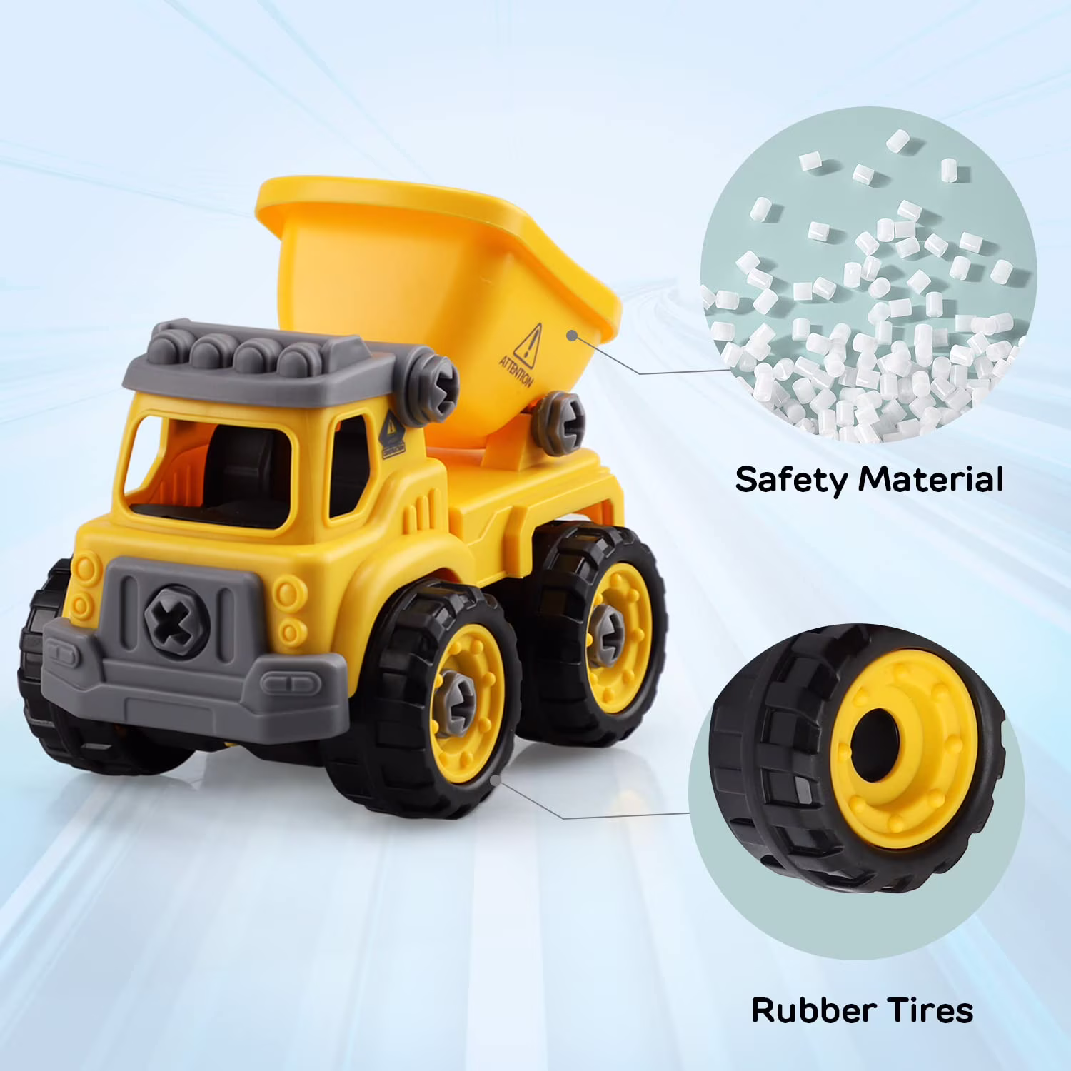 Toy Life Construction Vehicle Building Set, STEM Educational Toy for Kids (Yellow, 3 Count) DAHx5
