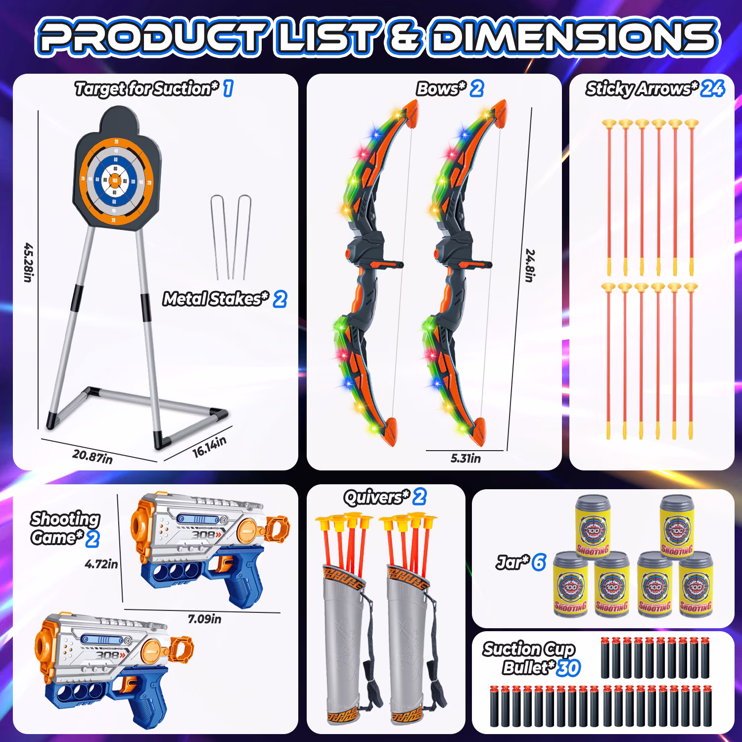 Huge Wave LED Archery Set with Foam Dart Blaster (2 Pack, Black) avayt
