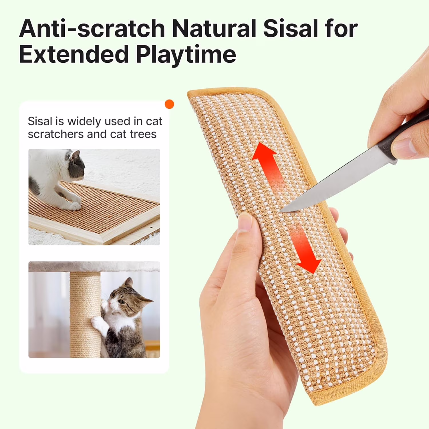 Alausala Catnip Kicker Toys for Indoor Cats, Sisal Scratching Pad, Bite Resistant Teething Toy (2 Pack, 13.4 in x 3.7 in) 30pJD - Image 4