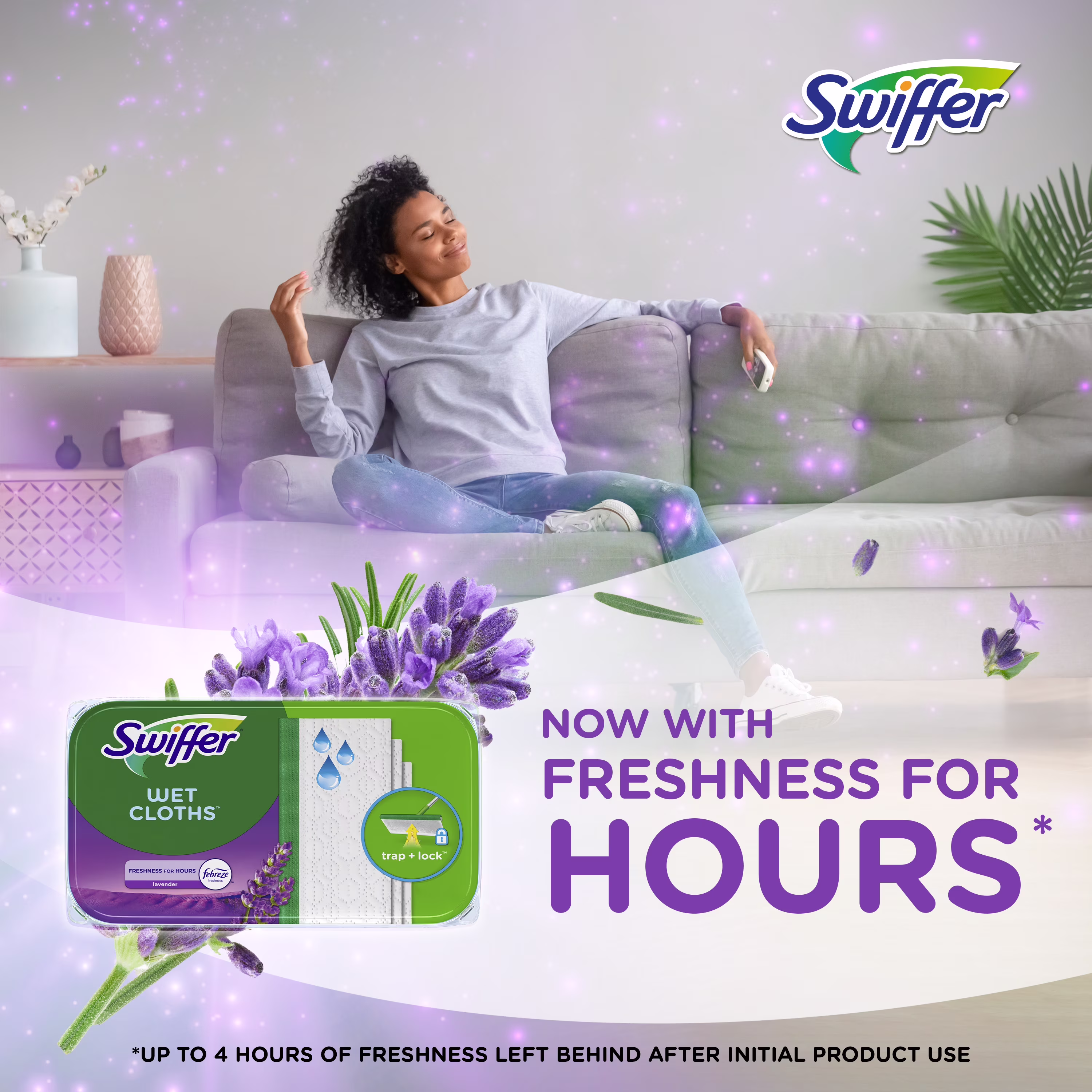 Swiffer Sweeper Wet Mopping Cloths, Lavender Scent (Lavender, 24 Count) Lqs6w