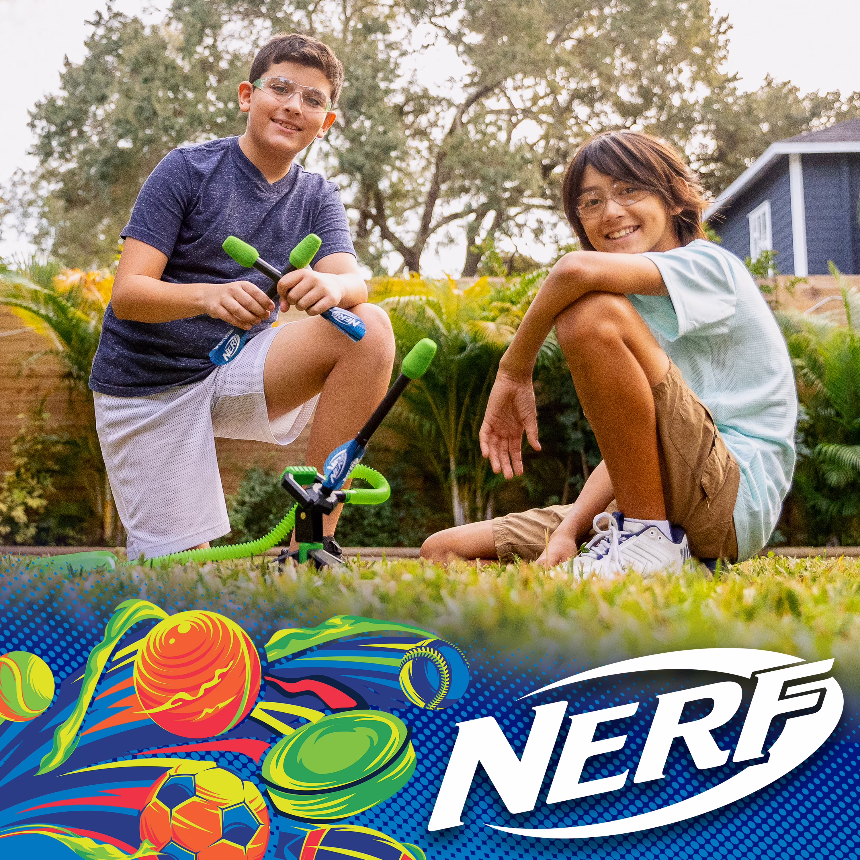 Nerf Rip Rocket Launcher Stomp-Powered Outdoor Toy Set (Green, 3-Pack) 1cMq7 - Image 6