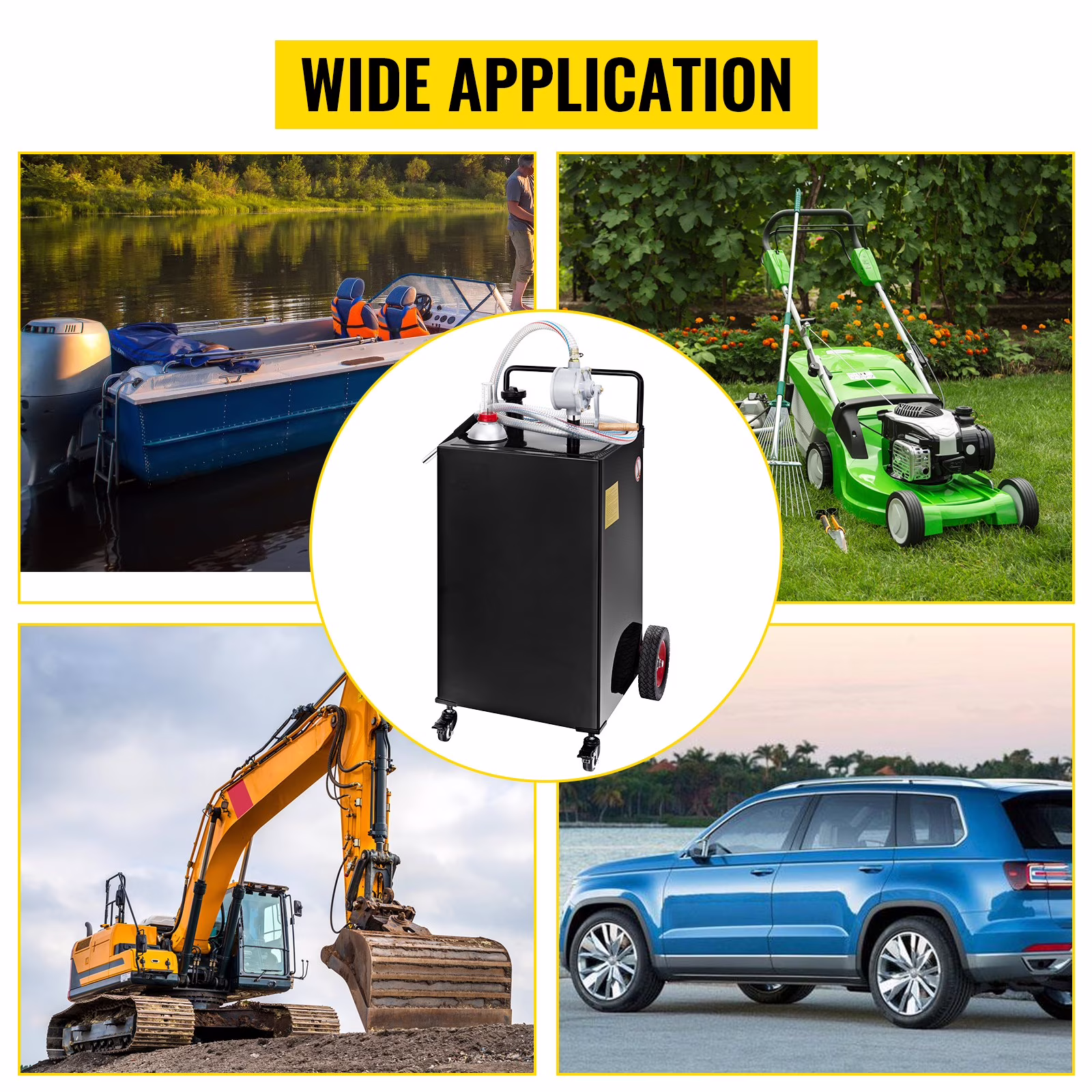 VEVOR Fuel Caddy Storage Tank with Rotary Pump (Black, 35 gal) ywshr