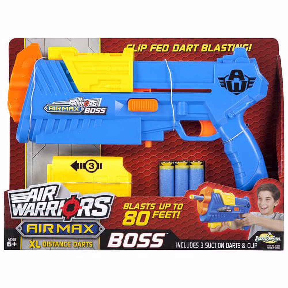 Air Warriors Air Max Boss Dart Blaster (Blue, 3 Darts) UgFSd