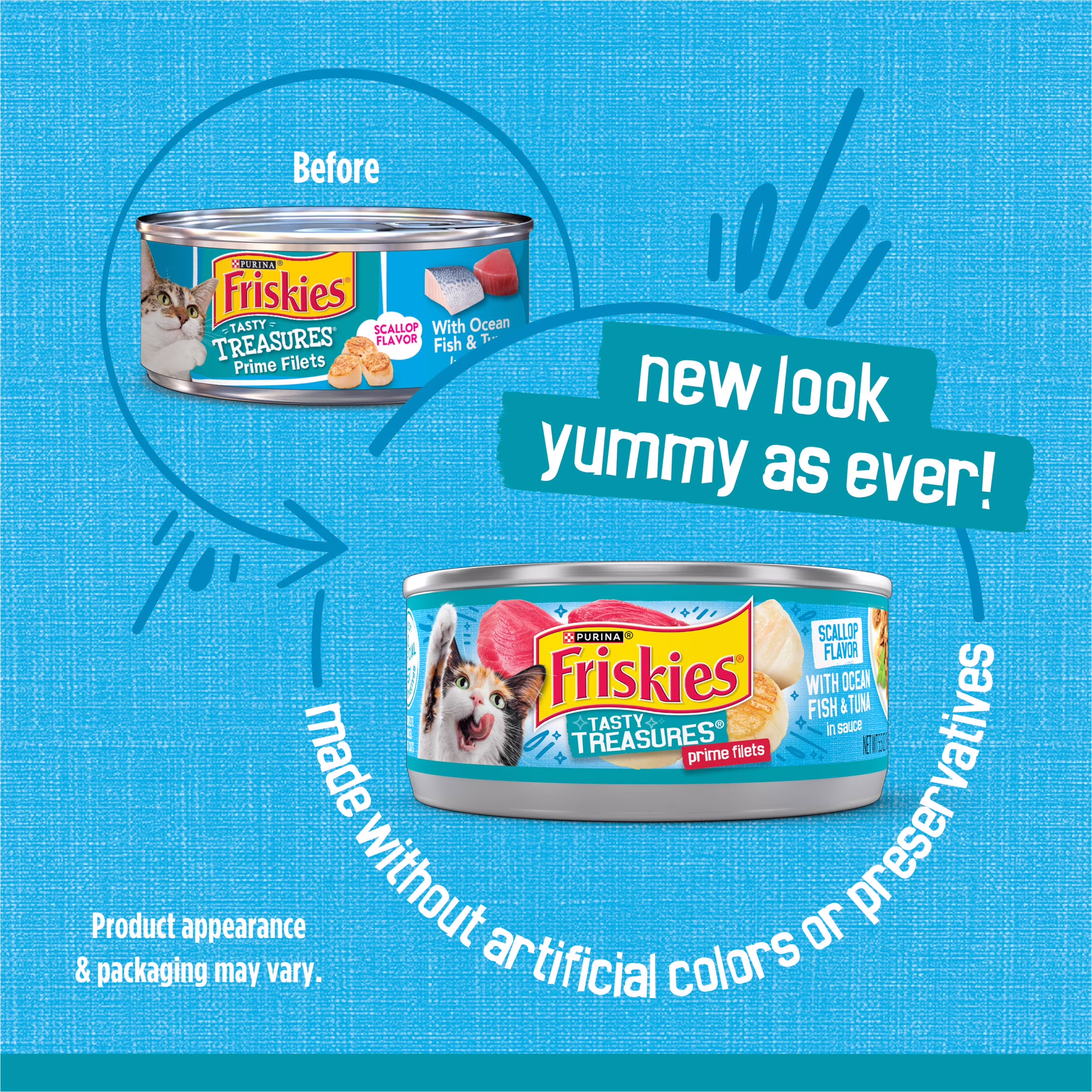 Friskies Tasty Treasures Prime Filets Wet Cat Food, Tuna & Scallop Flavor (5.5 oz) 4xmeB - Image 4