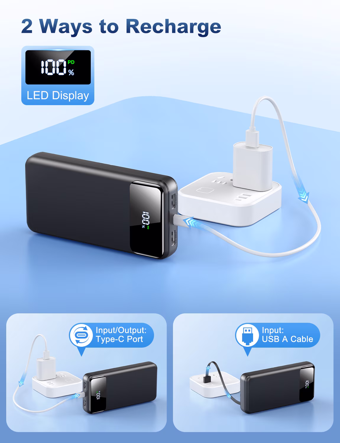 Breezio Portable Charger Power Bank 50000mAh High-Speed External Battery Pack (Black, 1.07 lb) EoUE7