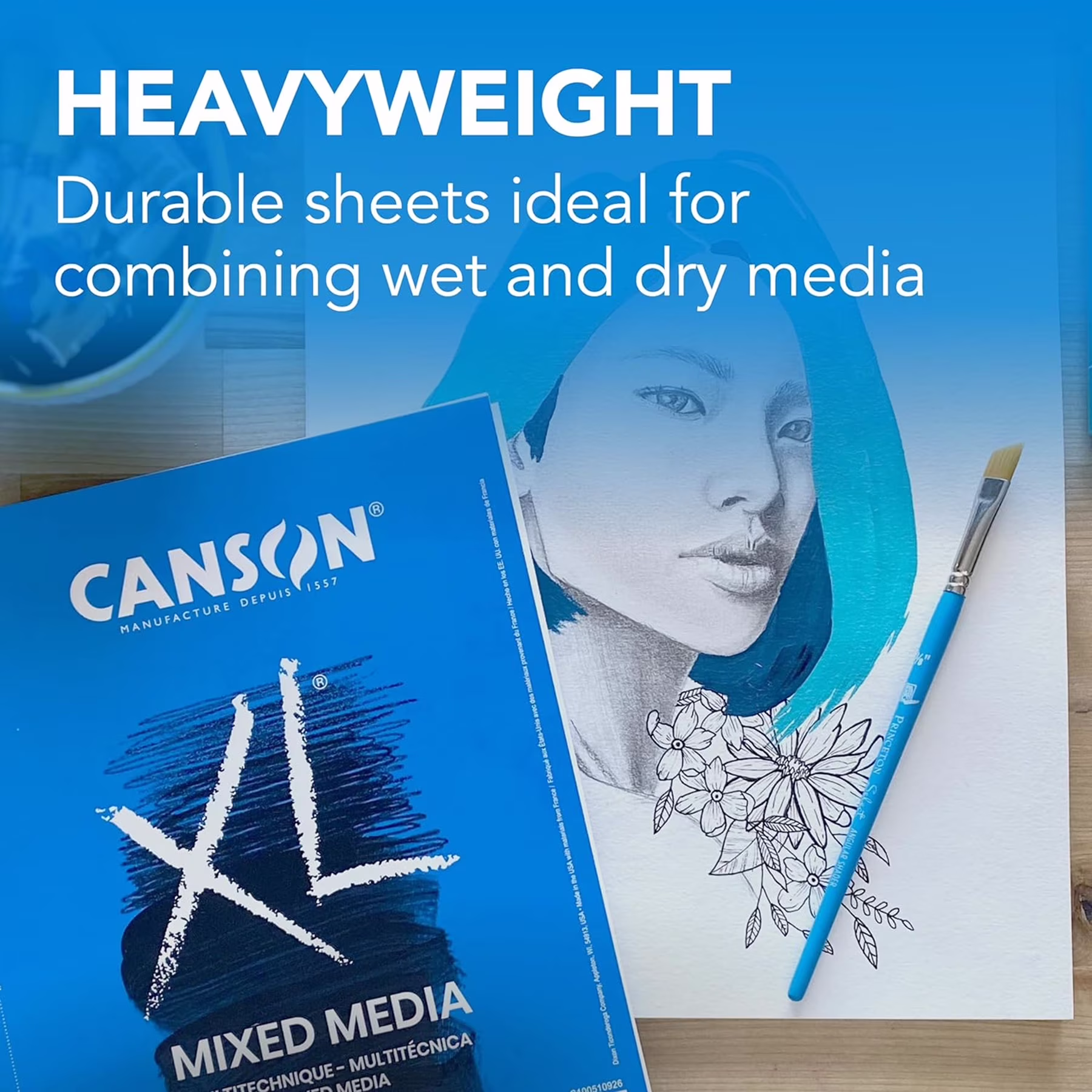 Canson XL Series Mixed Media Pad, Heavyweight Art Paper for Watercolor and Drawing (White, 5.5 in x 8.5 in, 60 Sheets) e7kbT - Image 2
